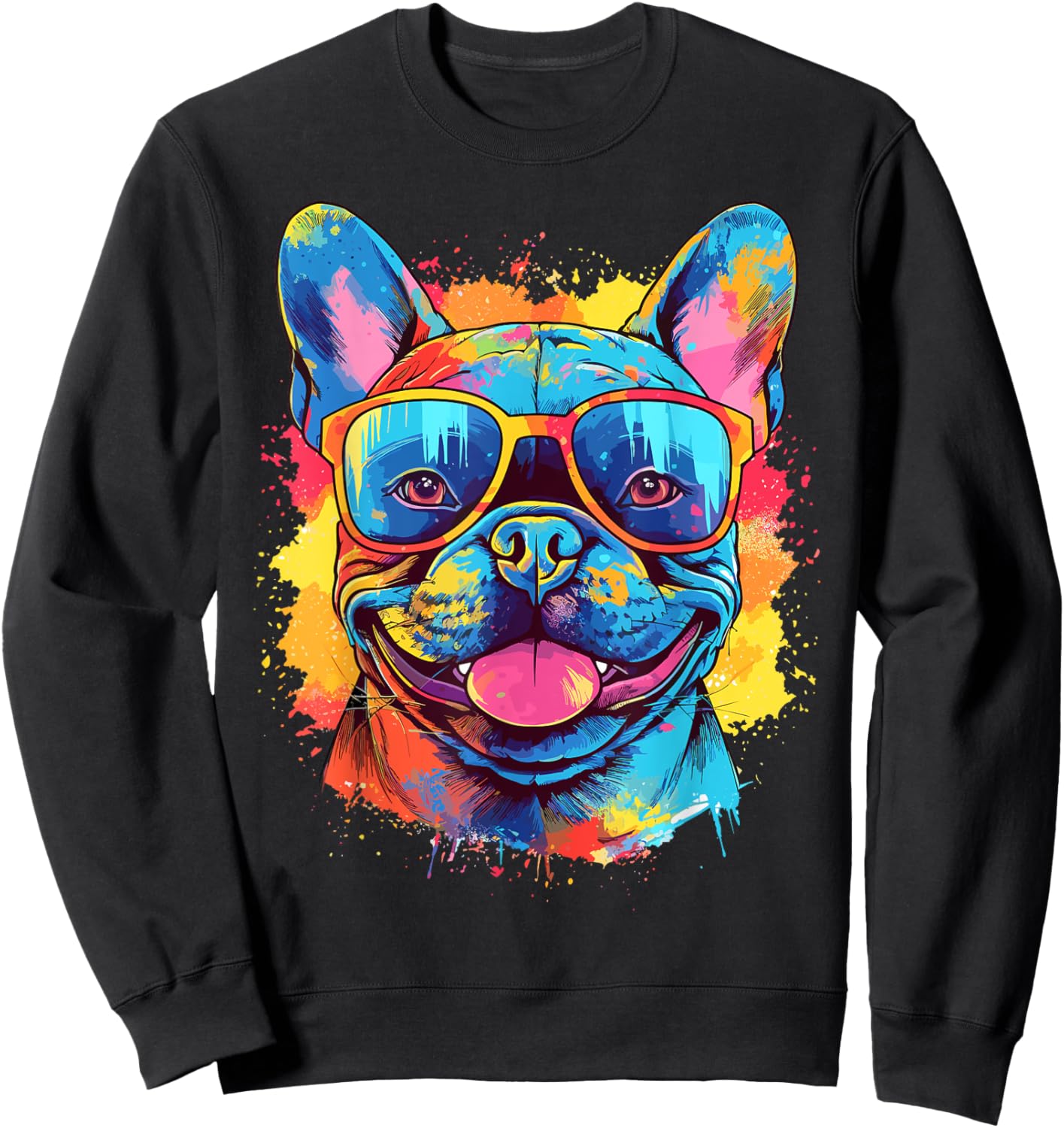 Colorful Watercolor French Bulldog Sweatshirt - Sweatshirt | Black