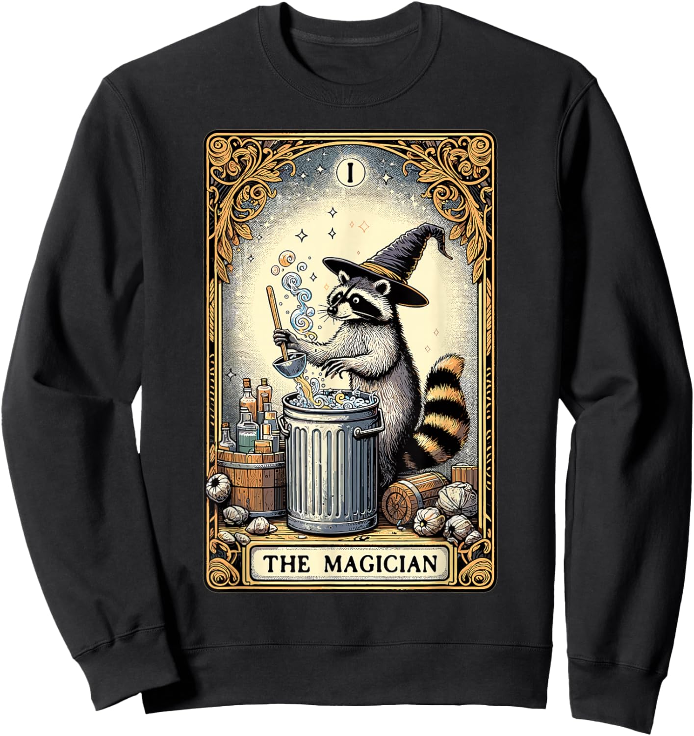 Tarotkarte Waschbär der Magier Hexerei Okkulter Waschbär Sweatshirt - Sweatshirt | Black