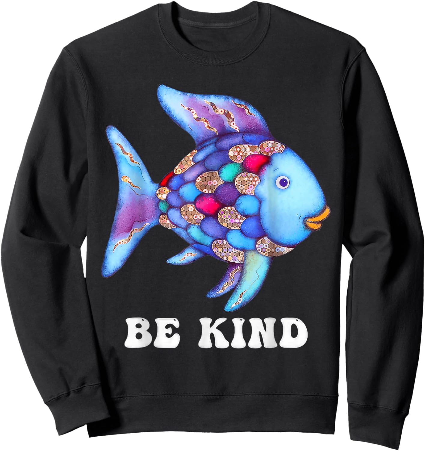 Be Kind Rainbow Fish Teacher Life Teaching Back to School Sweatshirt - Sweatshirt | Black