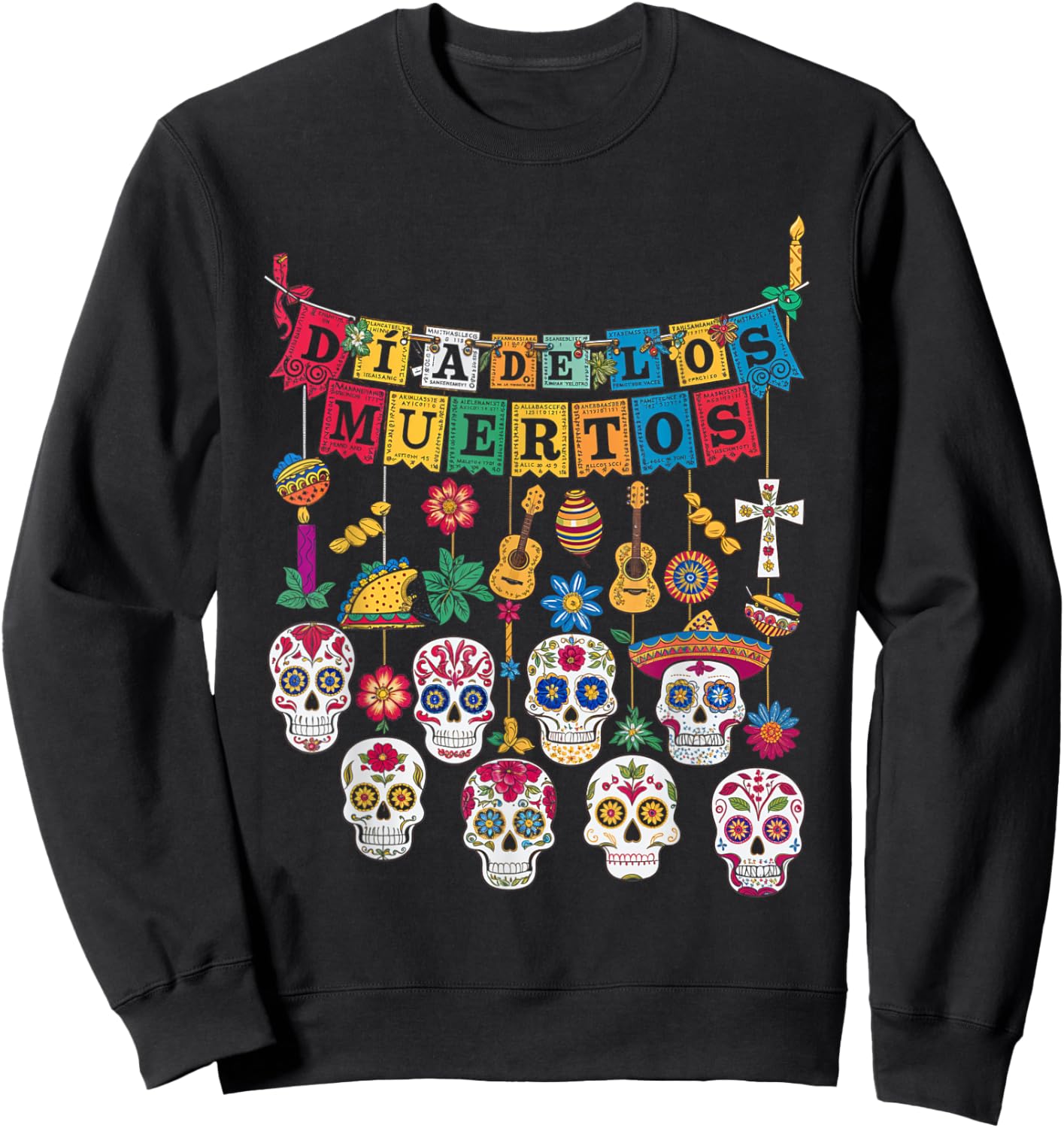 Dia De Los Muertos Sugar Skull Celebration Art Love Sweatshirt - Sweatshirt | Black