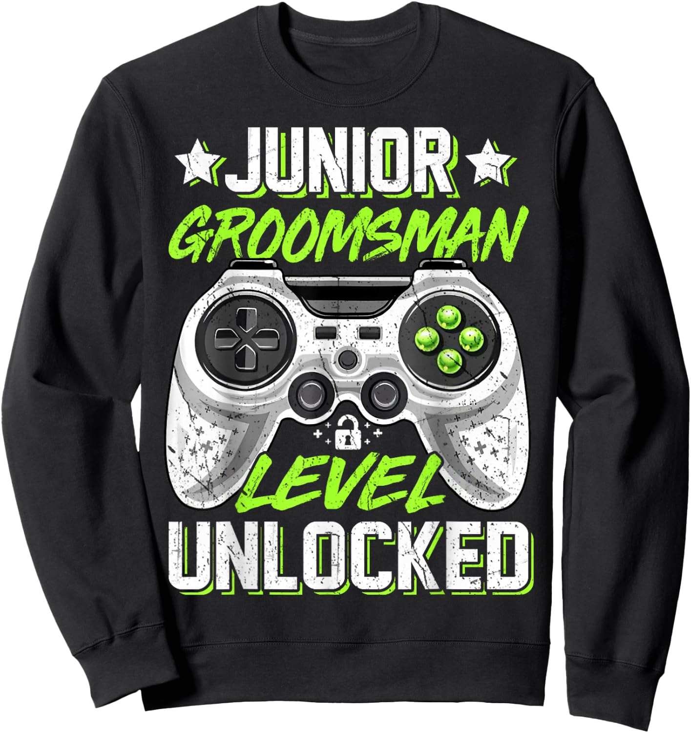 Gamer Junior Groomsman Level Unlocked Video Gaming Wedding Sweatshirt - Sweatshirt | Black