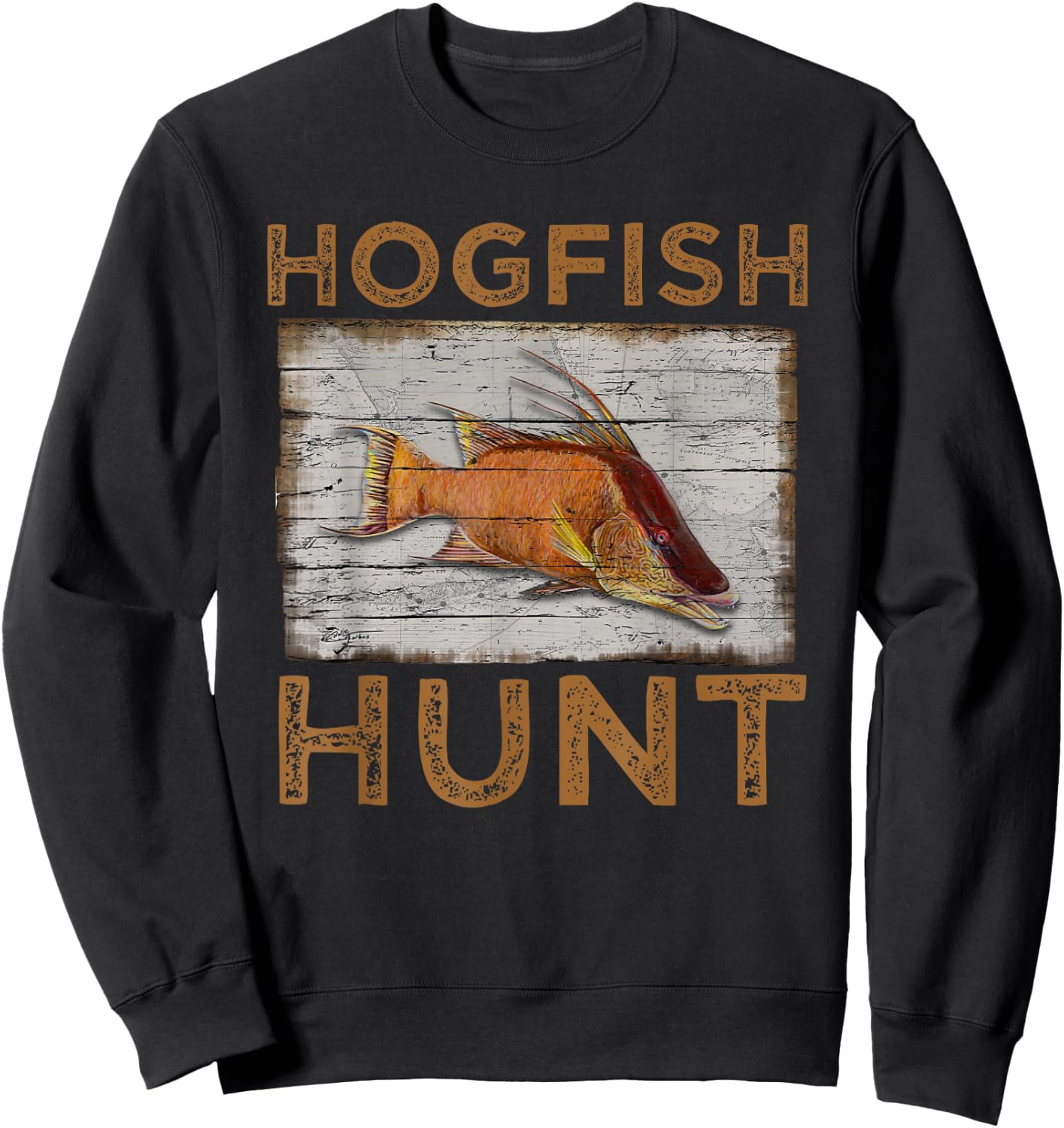 Hogfish Hunt | Funny Spearfishing Gift | Florida Fishing Sweatshirt - Sweatshirt | Black