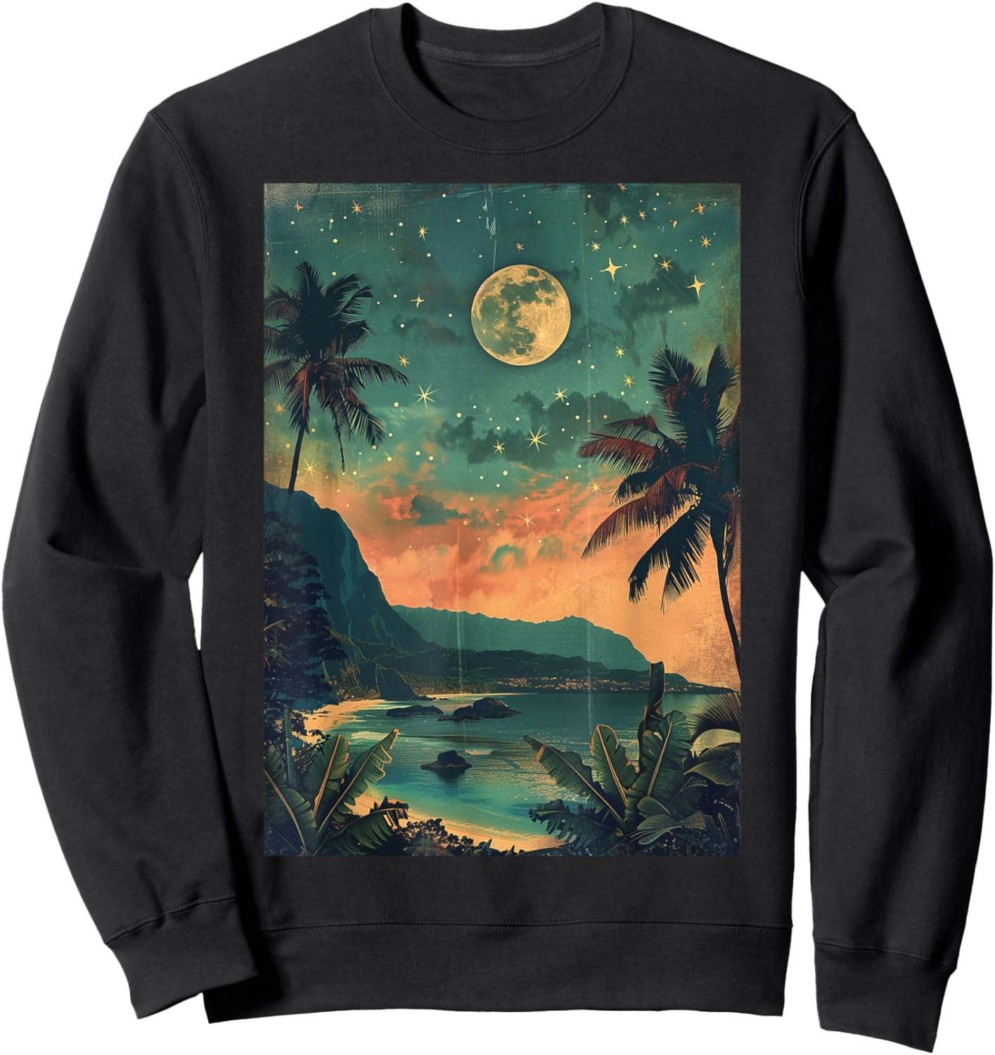Vintage Hawaii Travel Kauai Beach Nature Scenery Men Women Kids Sweatshirt - Sweatshirt | Black