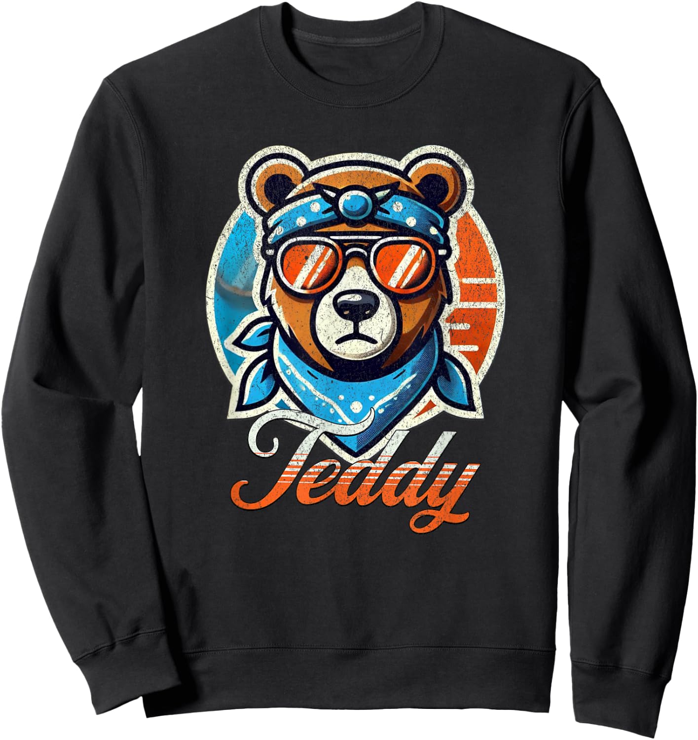 Teddy First Name T With Glasses Personalized Vintage Sweatshirt - Sweatshirt | Black