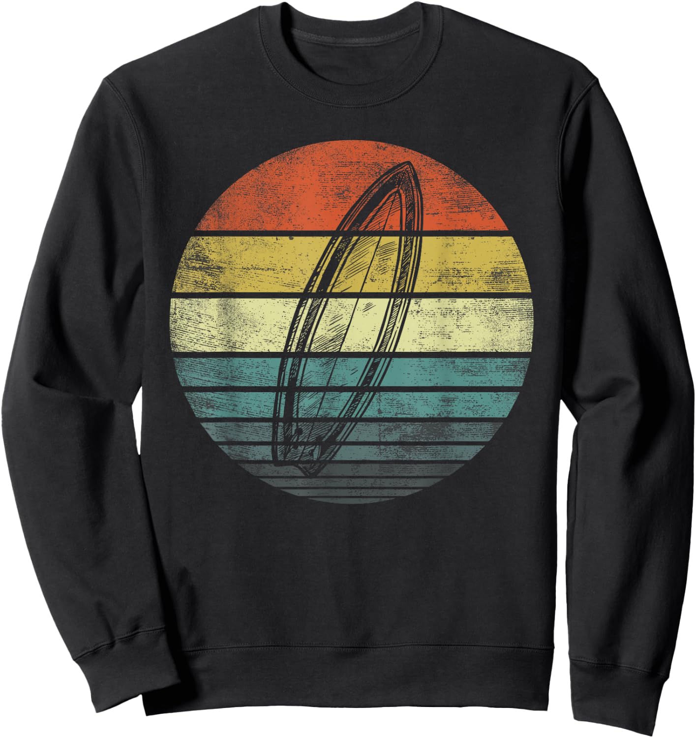 Surfer Gifts Retro Sunset Surfboard Silhouette Surfing Gifts Sweatshirt - Sweatshirt | Black