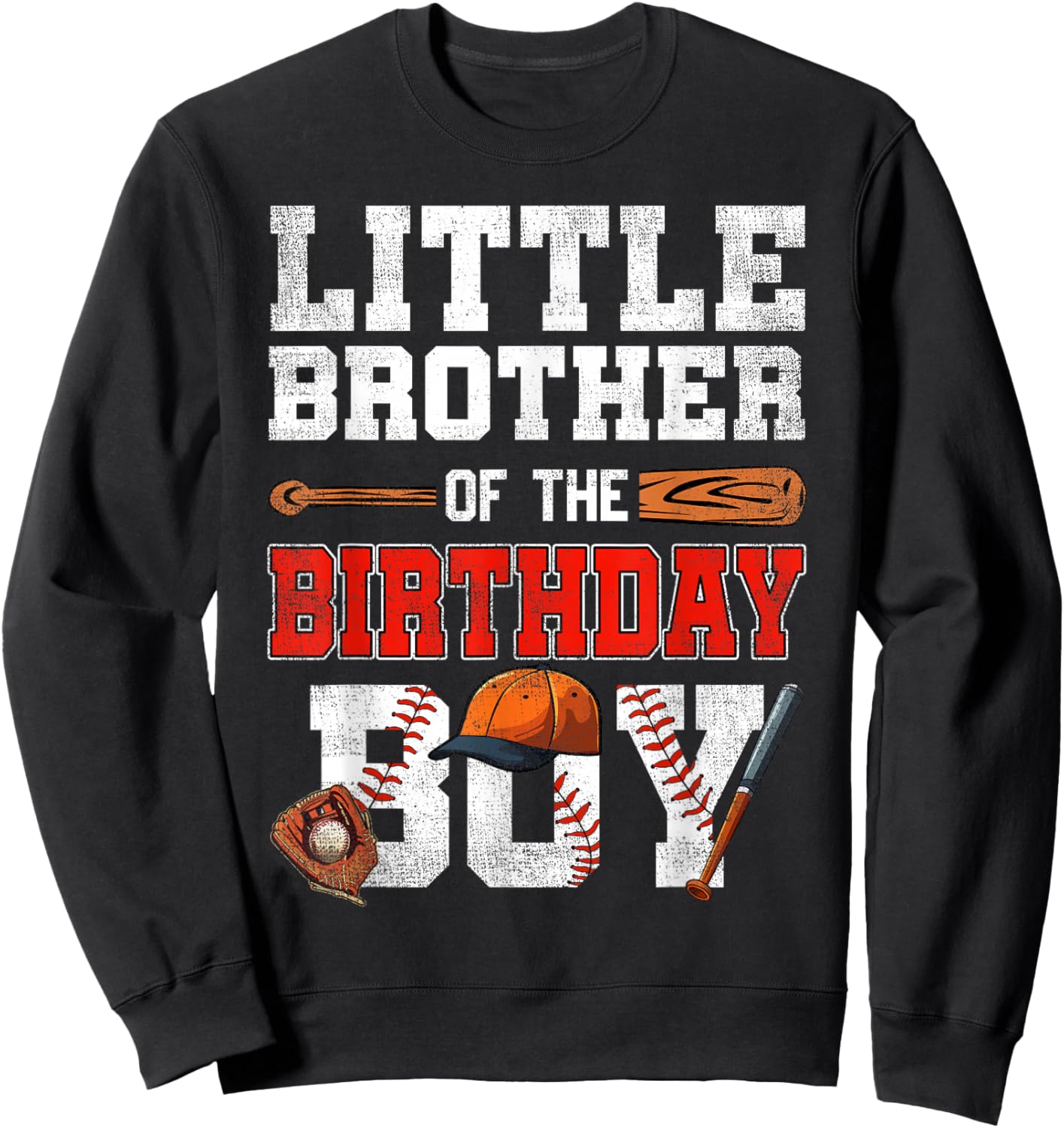 Little Brother Of The Birthday Boy Baseball Bday Family Sweatshirt - Sweatshirt | Black