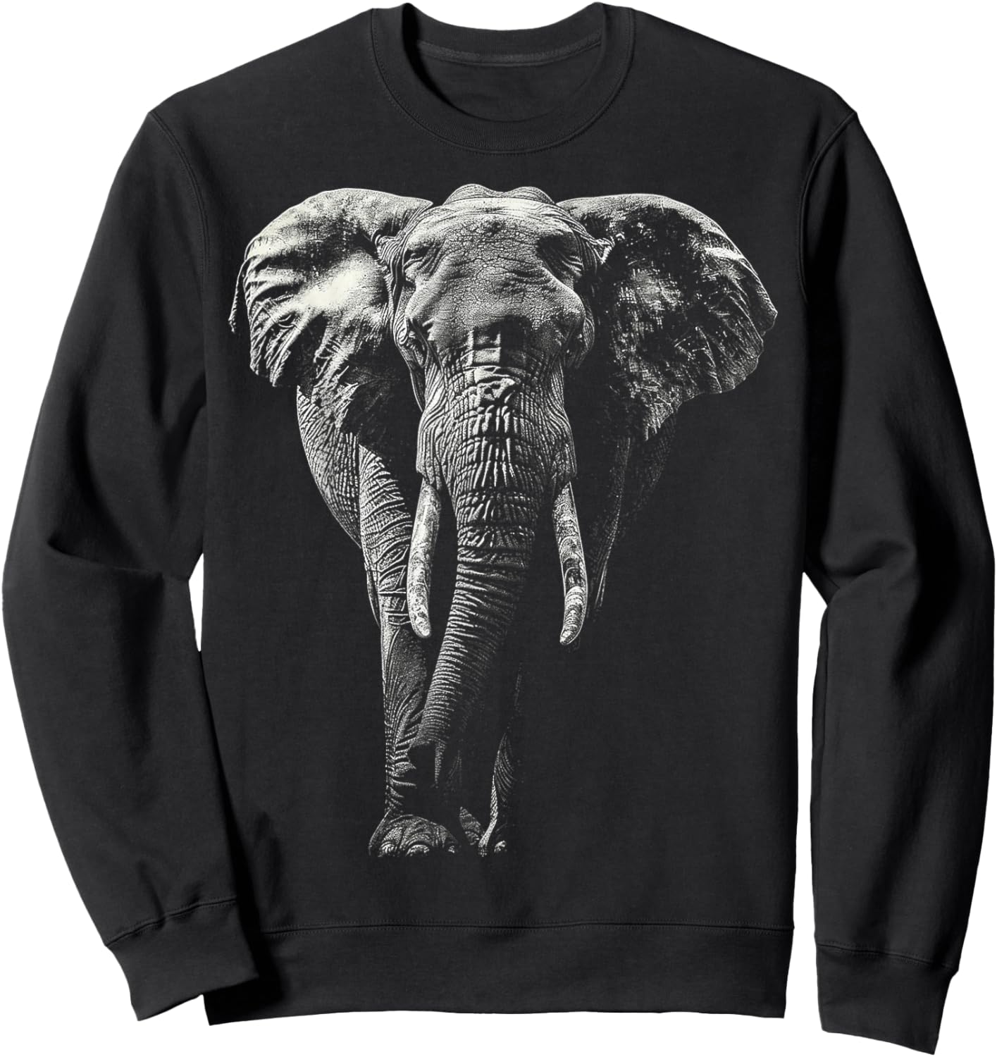 Elephant Lover Drawing Animal Art Graphic Elephant Sweatshirt - Sweatshirt | Black