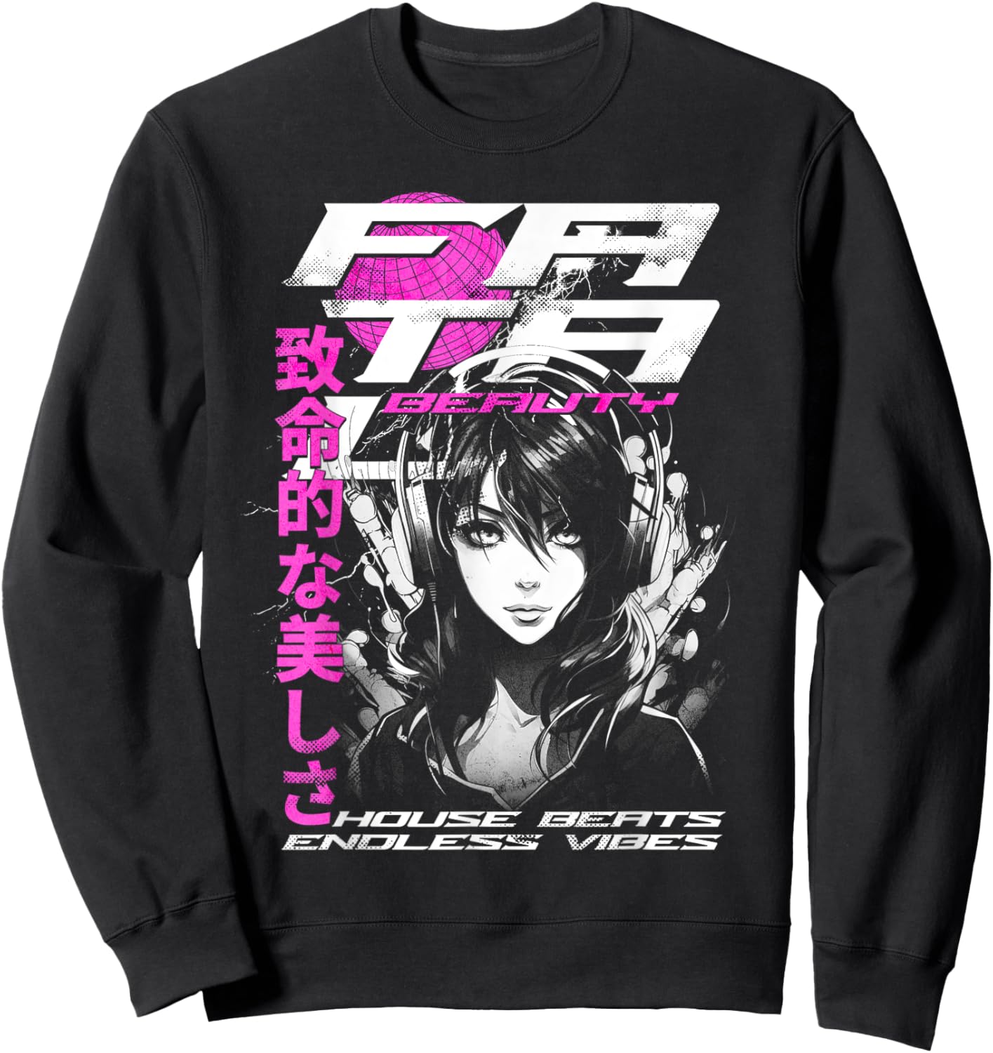 House Music Manga Anime Sweatshirt - Sweatshirt | Black