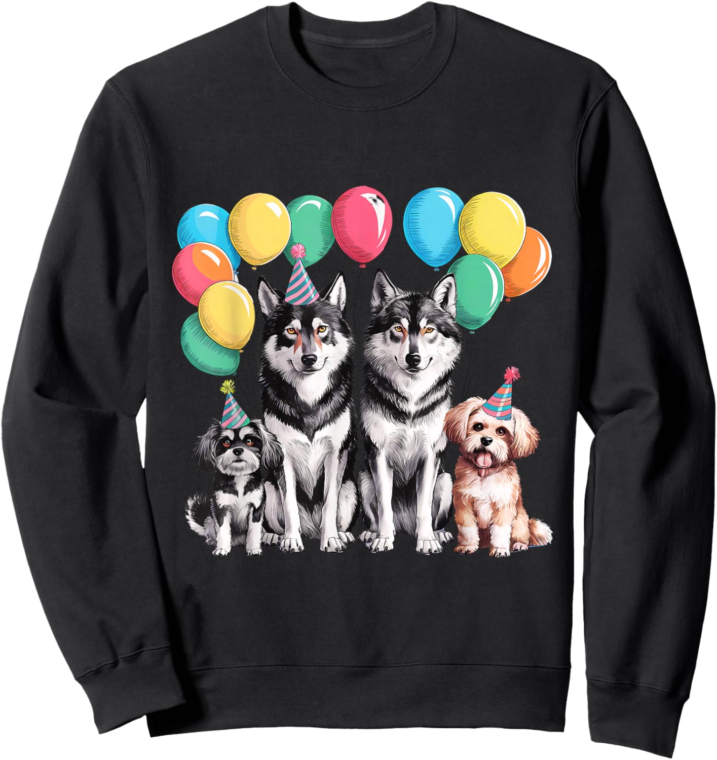 Dog Wolf Birthday Party Dog Costume Animals Girls Boy Sweatshirt - Sweatshirt | Black