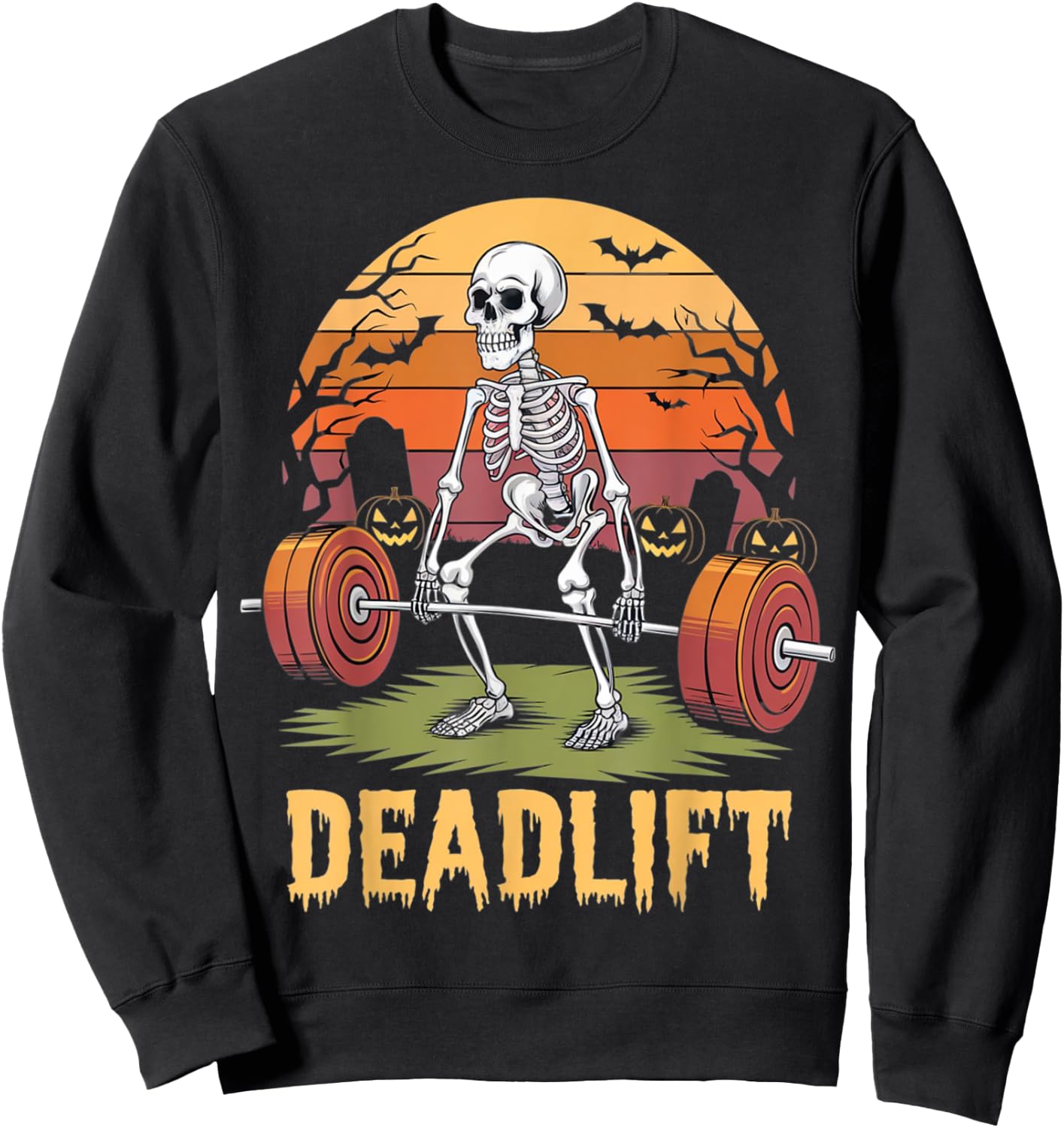 Halloween Deadlift Skeleton Gym Workout Weight Lifting Sweatshirt - Sweatshirt | Black