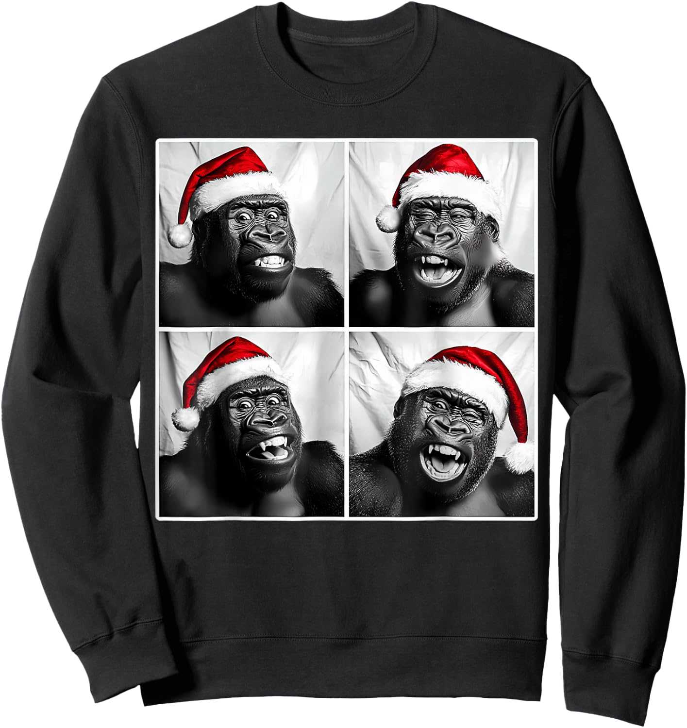 Funny Monkey Selfie Shirt Christmas Selfie Xmas Gorilla Meme Sweatshirt - Sweatshirt | Black
