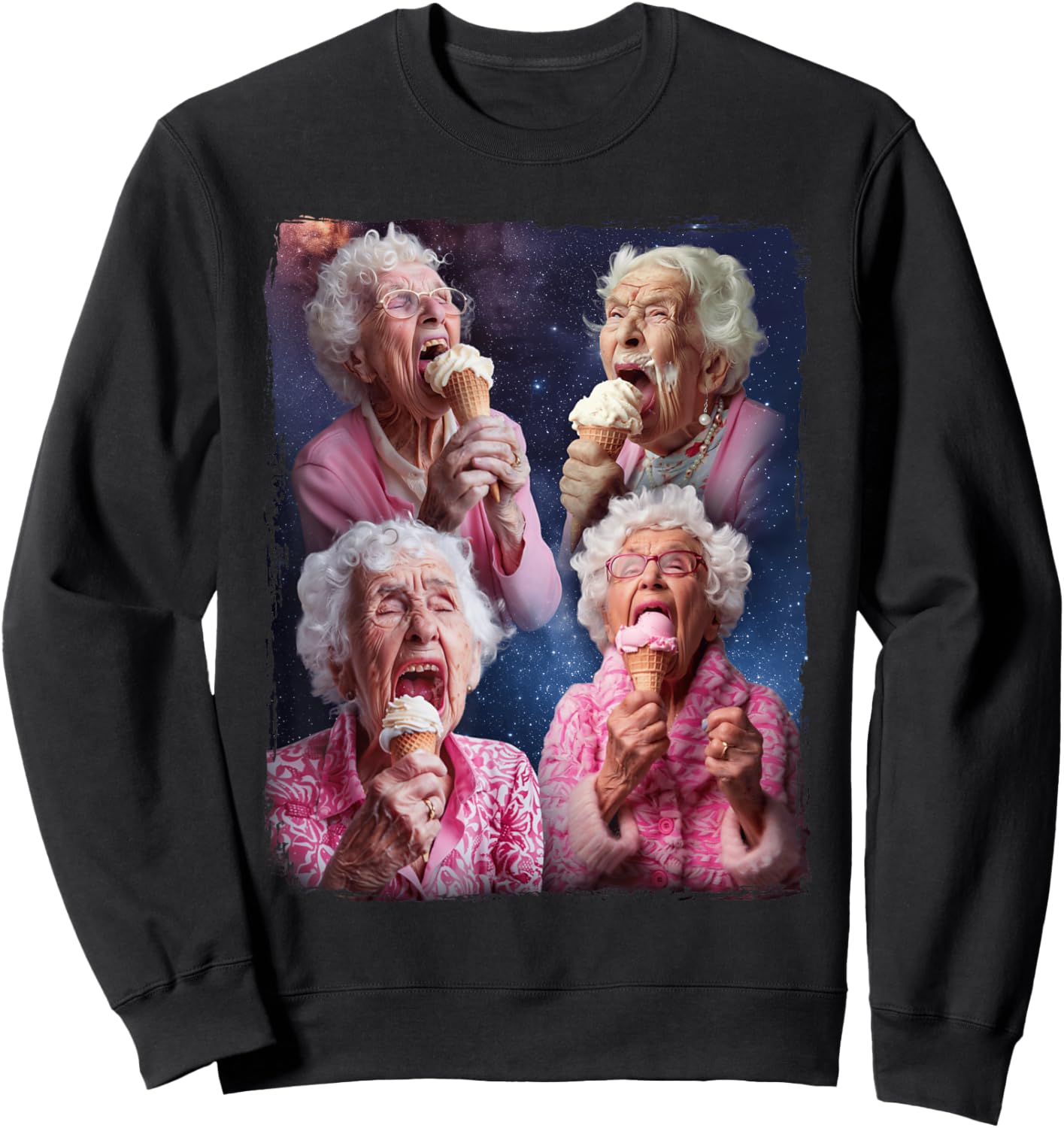 Embarrassing Old Ladies Meme Grandma Grandmother Grandma Licking Ice Cream Sweatshirt - Sweatshirt | Black