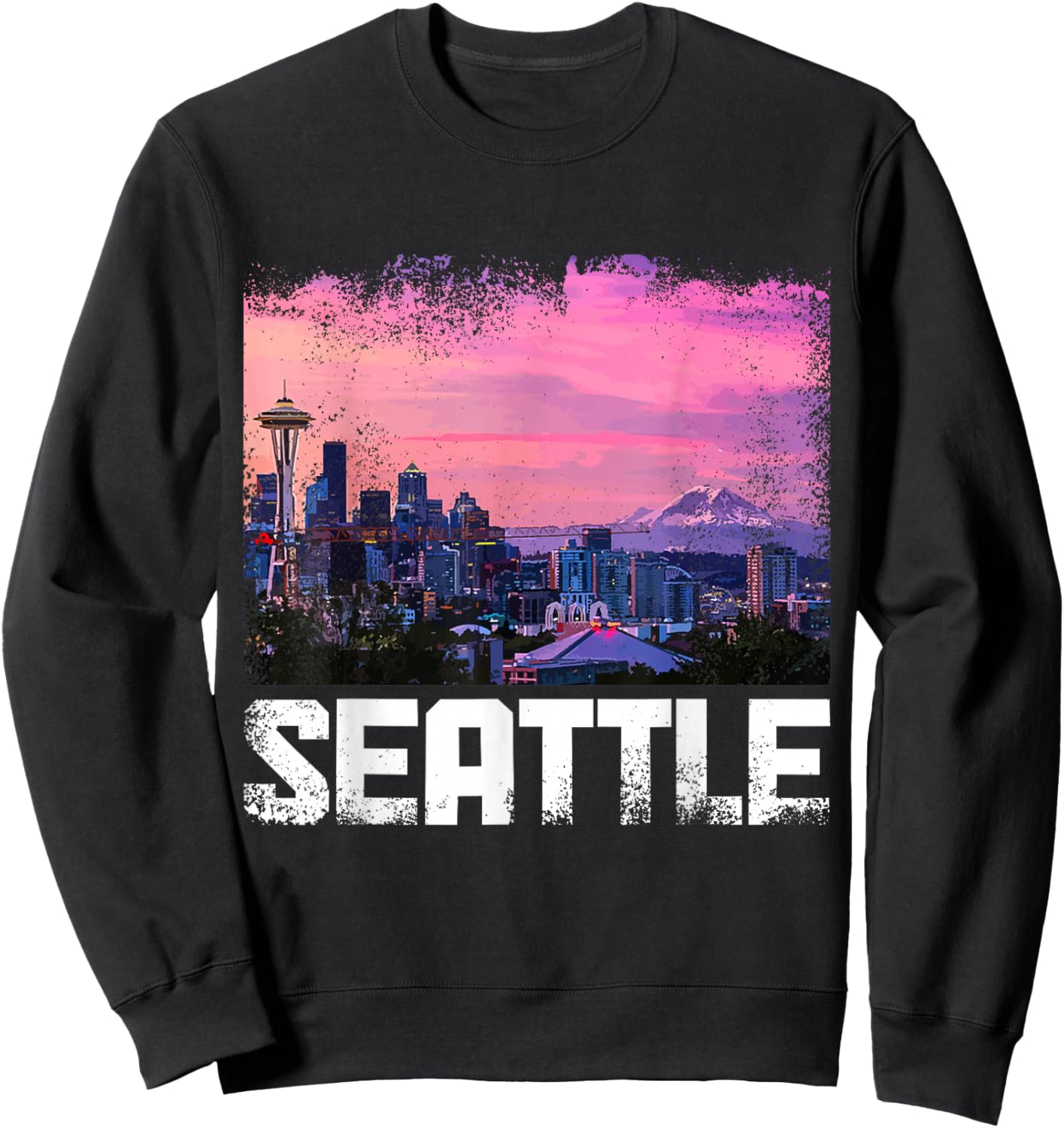 Seattle Washington Skyline PNW Vintage Pride Sweatshirt - Sweatshirt | Black