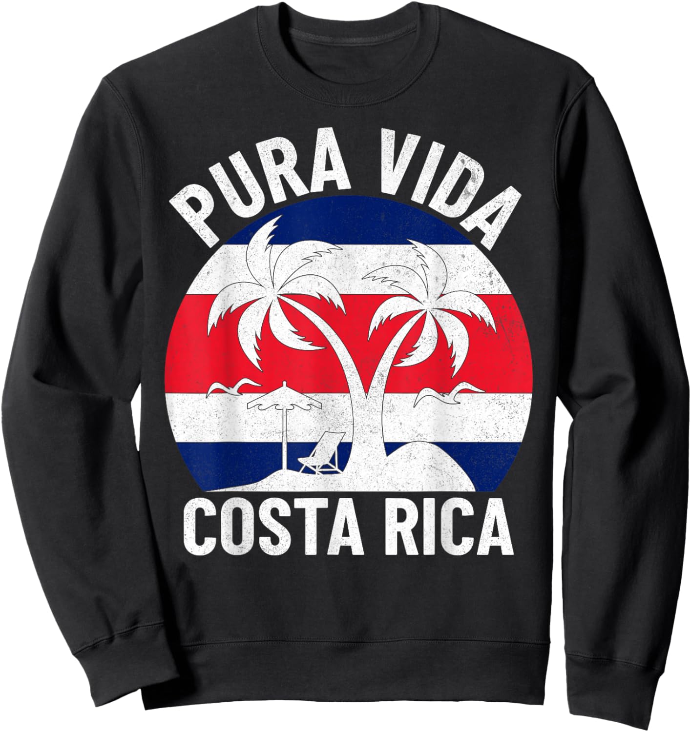 Vintage Costa Rica Flag Pura Vida Beach Summer Vacation Sweatshirt - Sweatshirt | Black