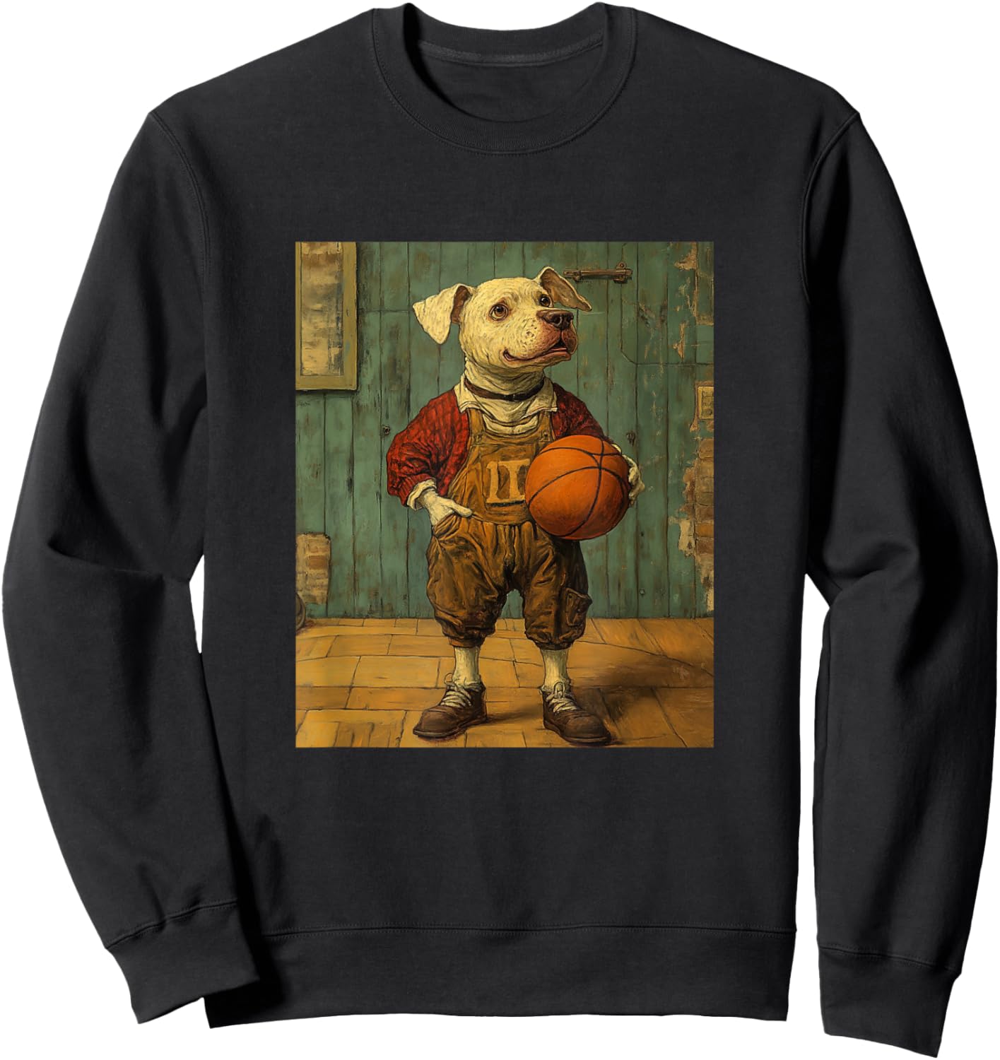 Funny Dog Playing Basketball Graphic Weird Dog Sweatshirt - Sweatshirt | Black