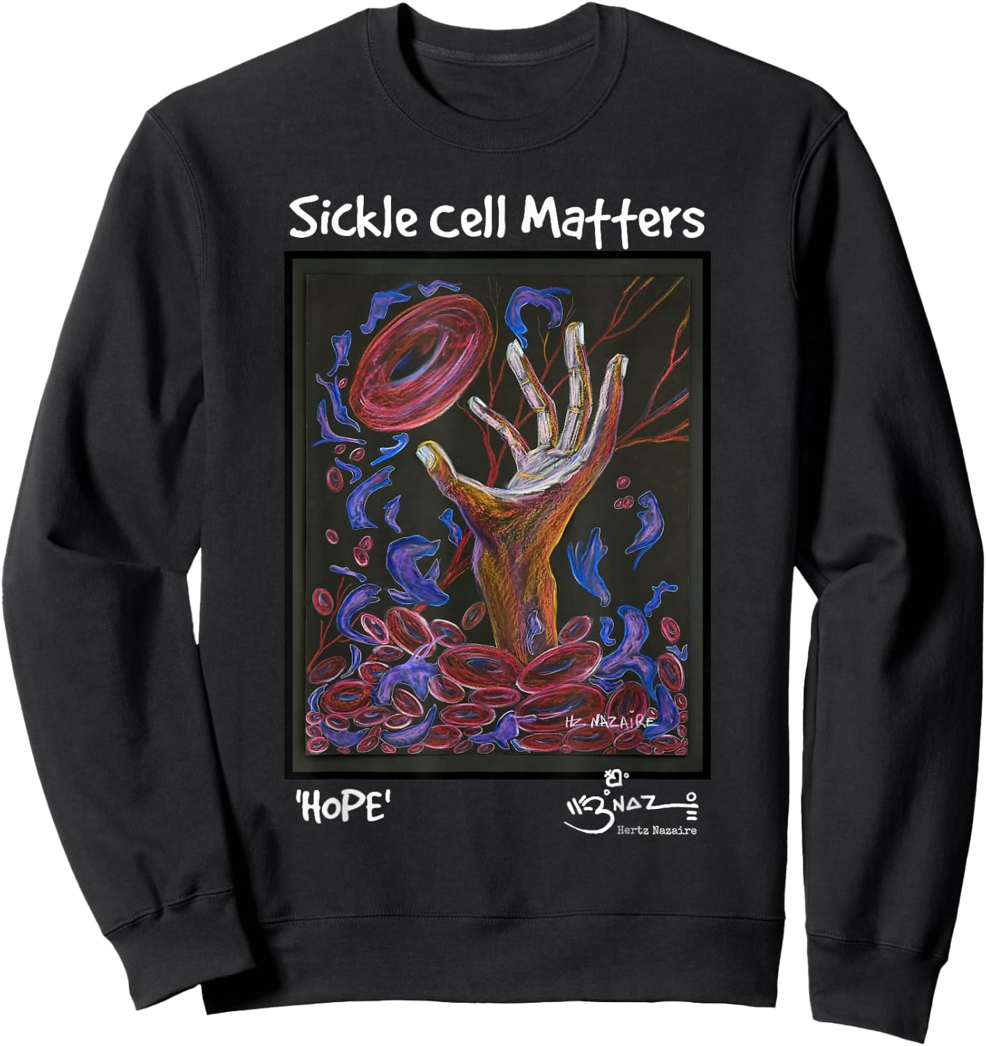 Sickle Cell Matters - Hope Art Sweatshirt - Sweatshirt | Black
