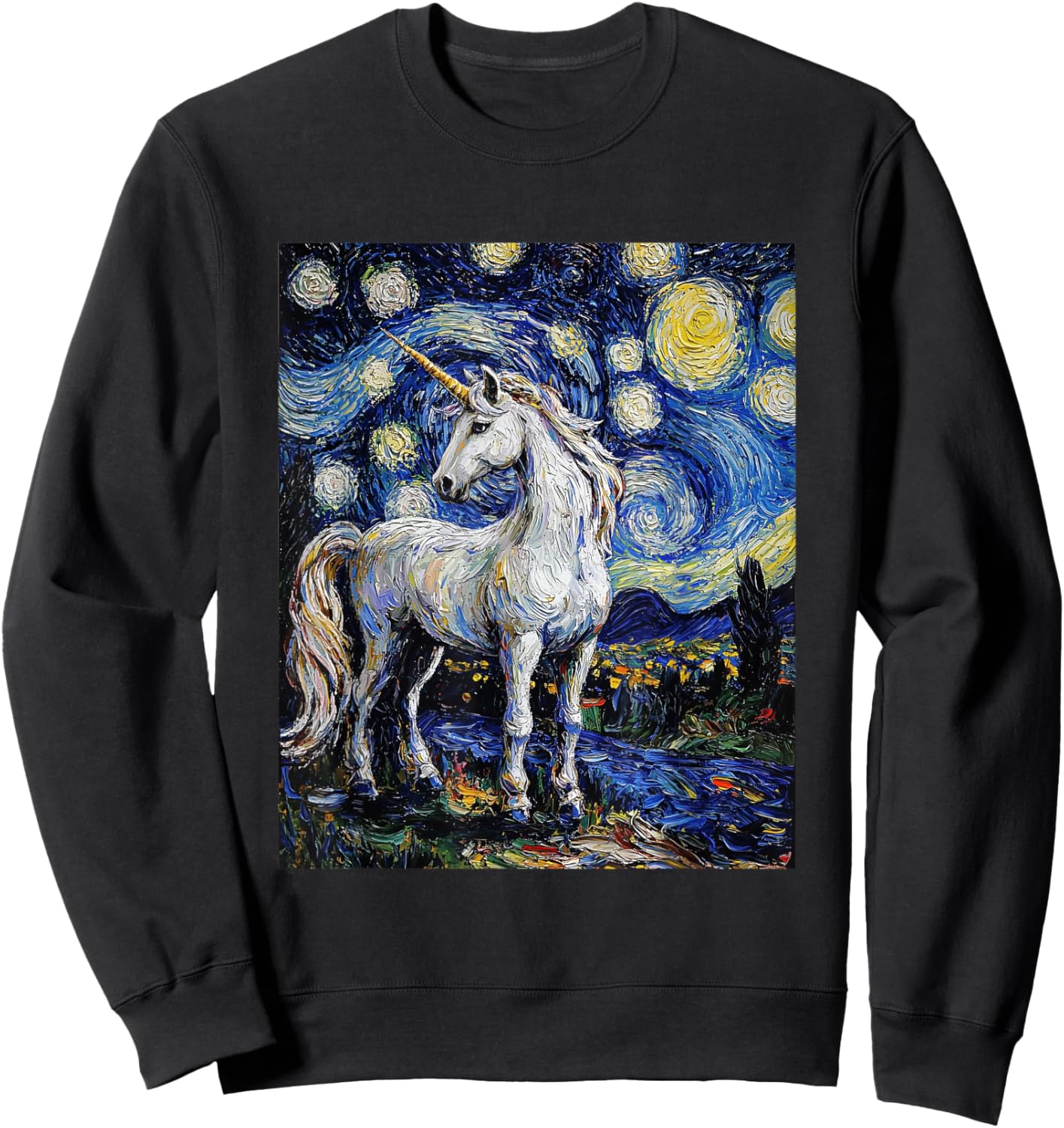 Cute Unicorn - Van Gogh Style - Starry Night Sweatshirt - Sweatshirt | Black