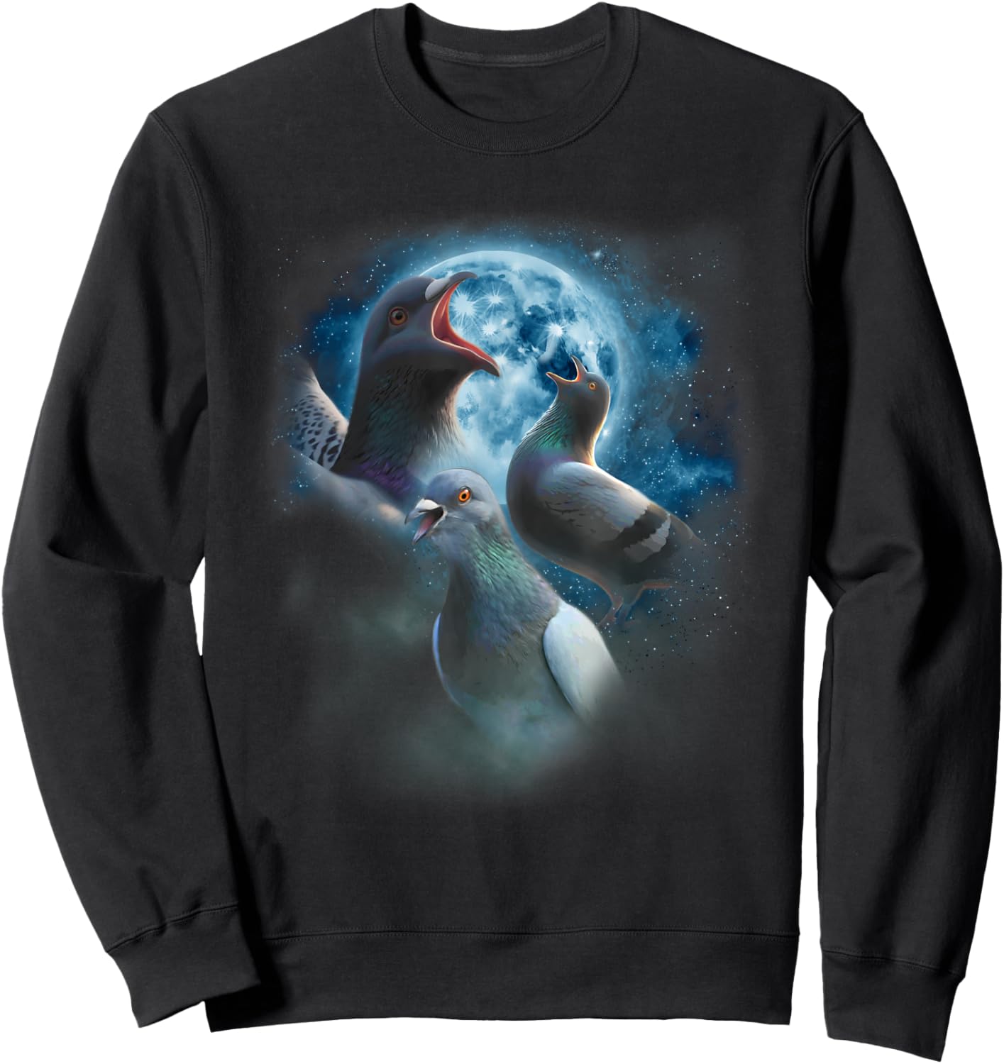 Funny Pigeon Shirt - Funny Pigeons Howling at the Moon Sweatshirt - Sweatshirt | Black
