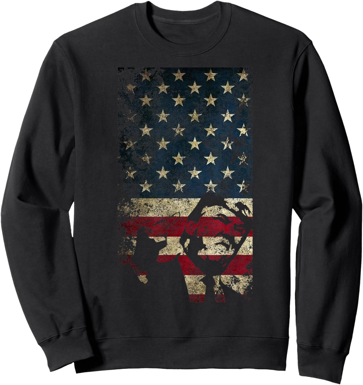 Trump American Flag Patriotic Jersey Politics USA Sweatshirt - Sweatshirt | Black