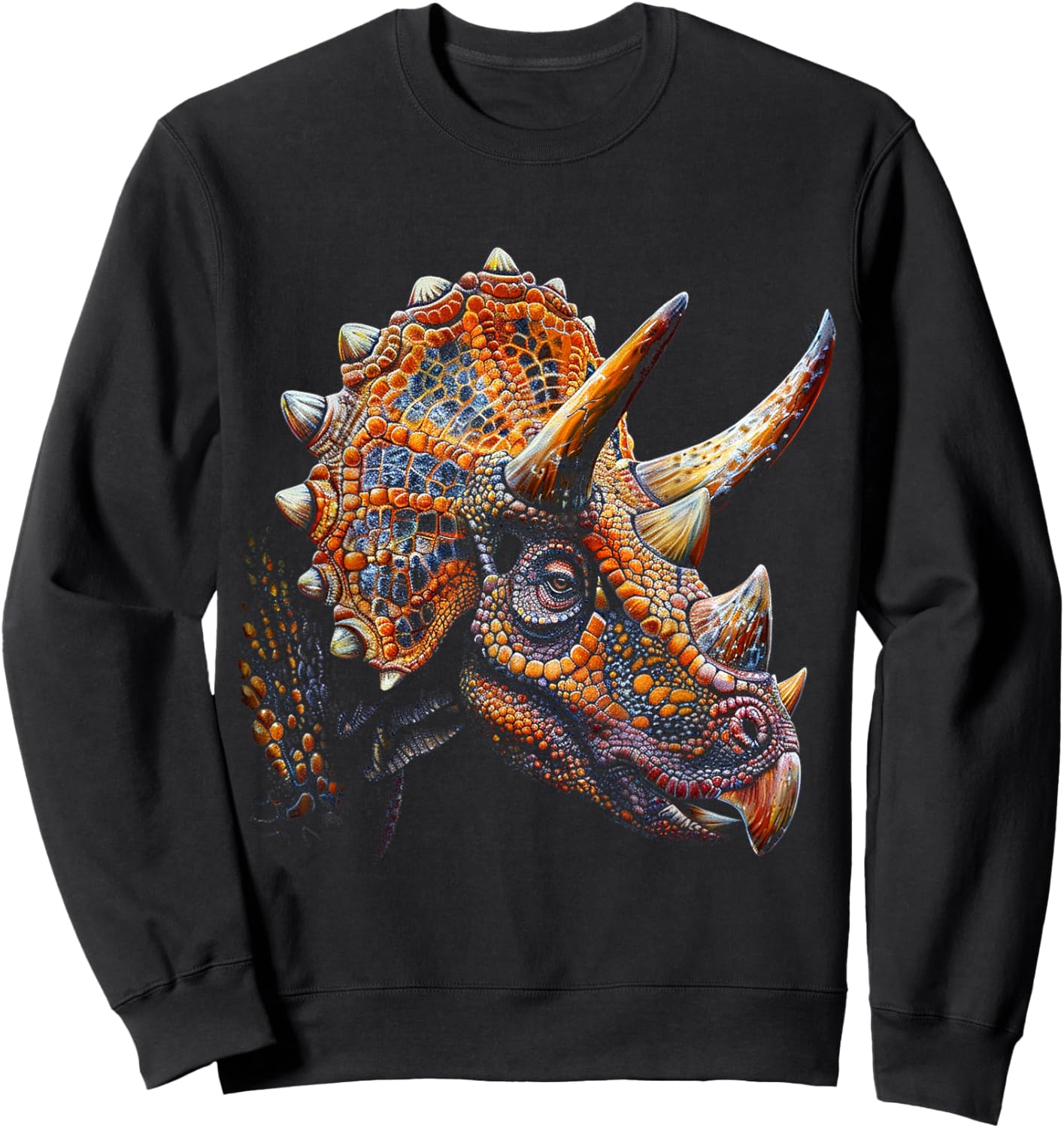 Triceratops Dinosaur Graphic Art Triceratops Sweatshirt - Sweatshirt | Black