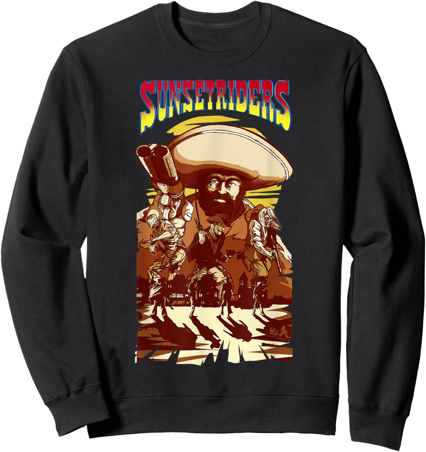 Sunset Riders Poster Movie Custom Wild West Retro Game Sweatshirt - Sweatshirt | Black