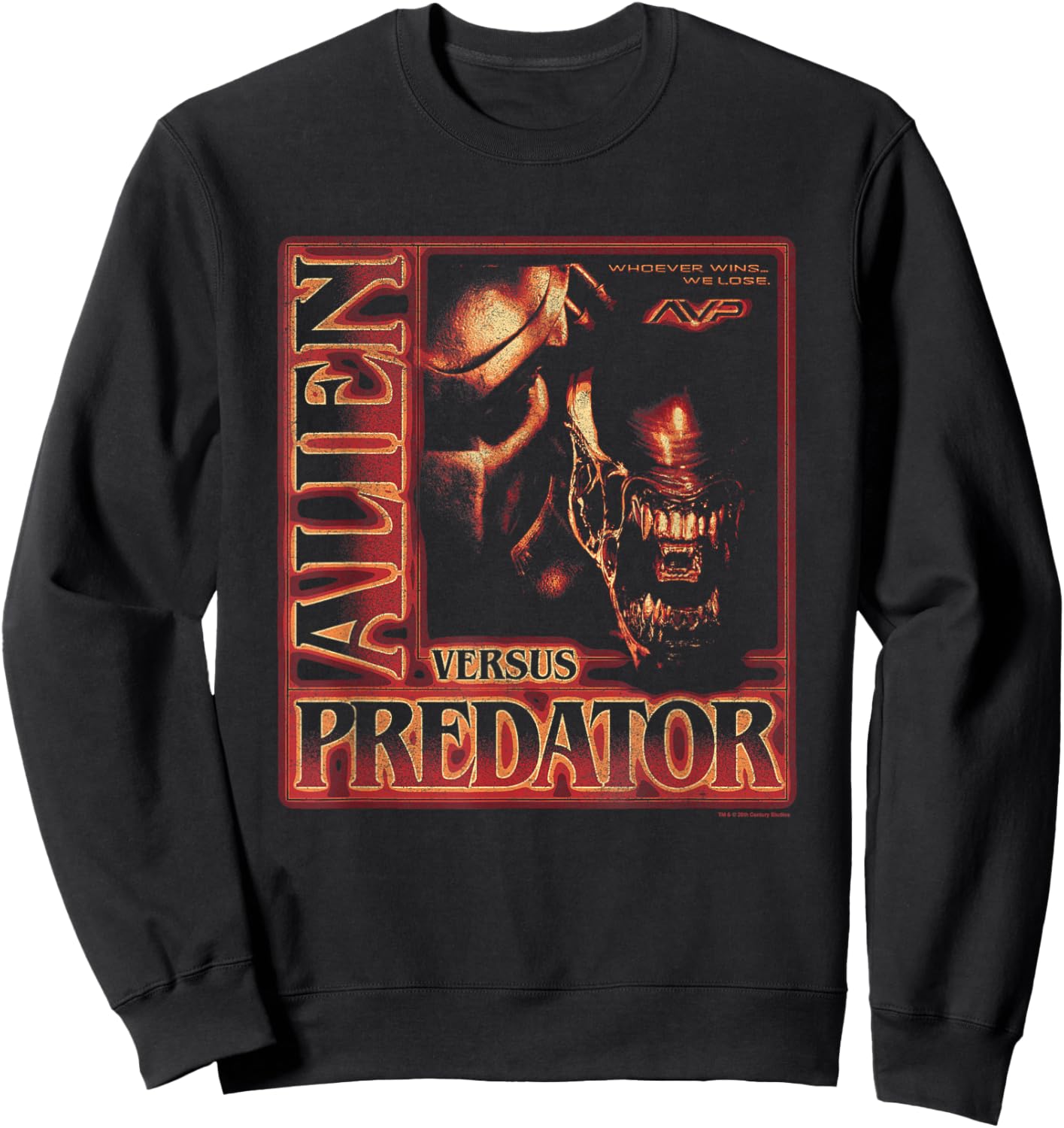 Alien Vs Predator Whoever Wins We Lose Vintage Chest Poster Sweatshirt - Sweatshirt | Black