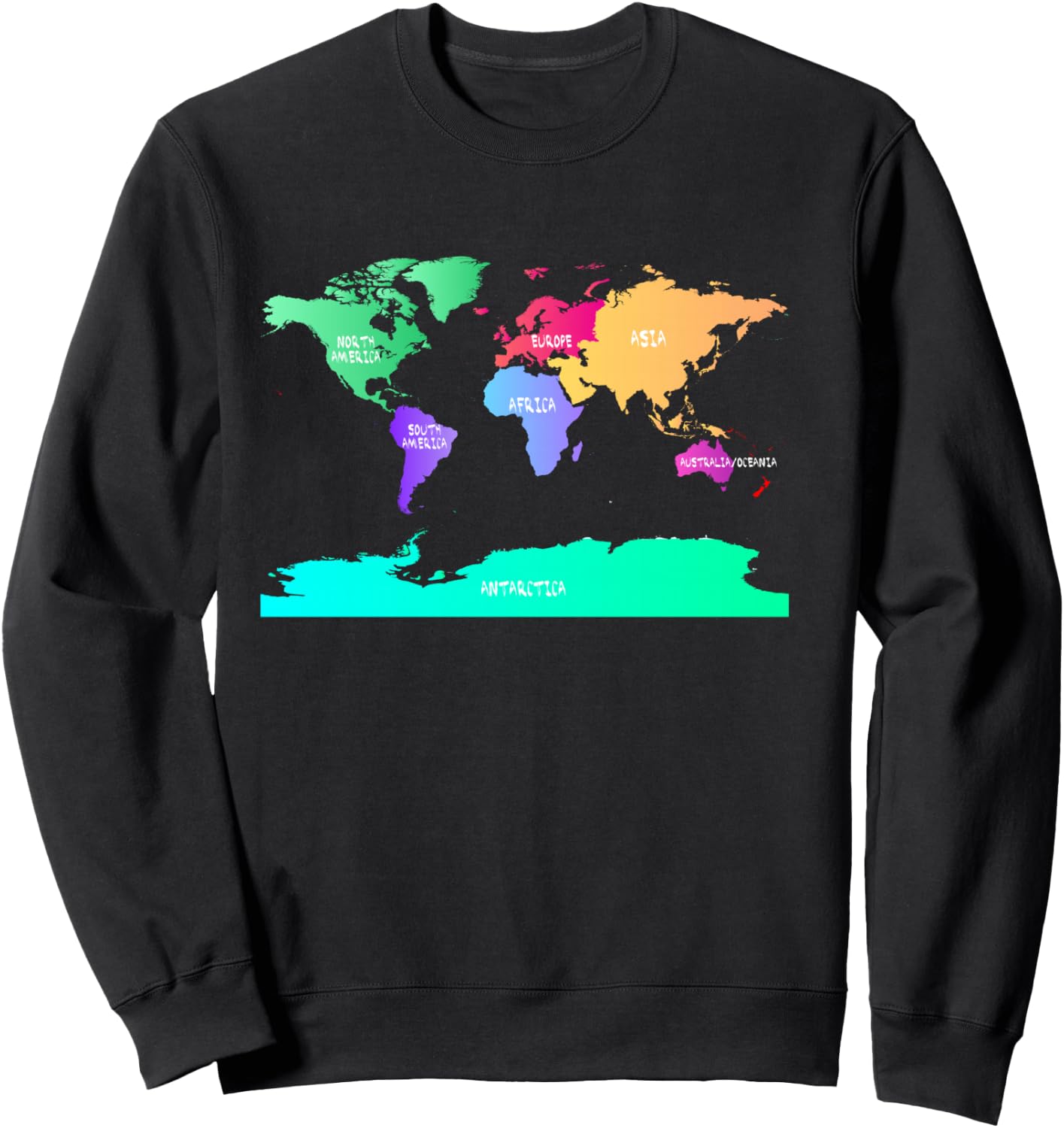 World Map of All Seven Continents Sweatshirt - Sweatshirt | Black