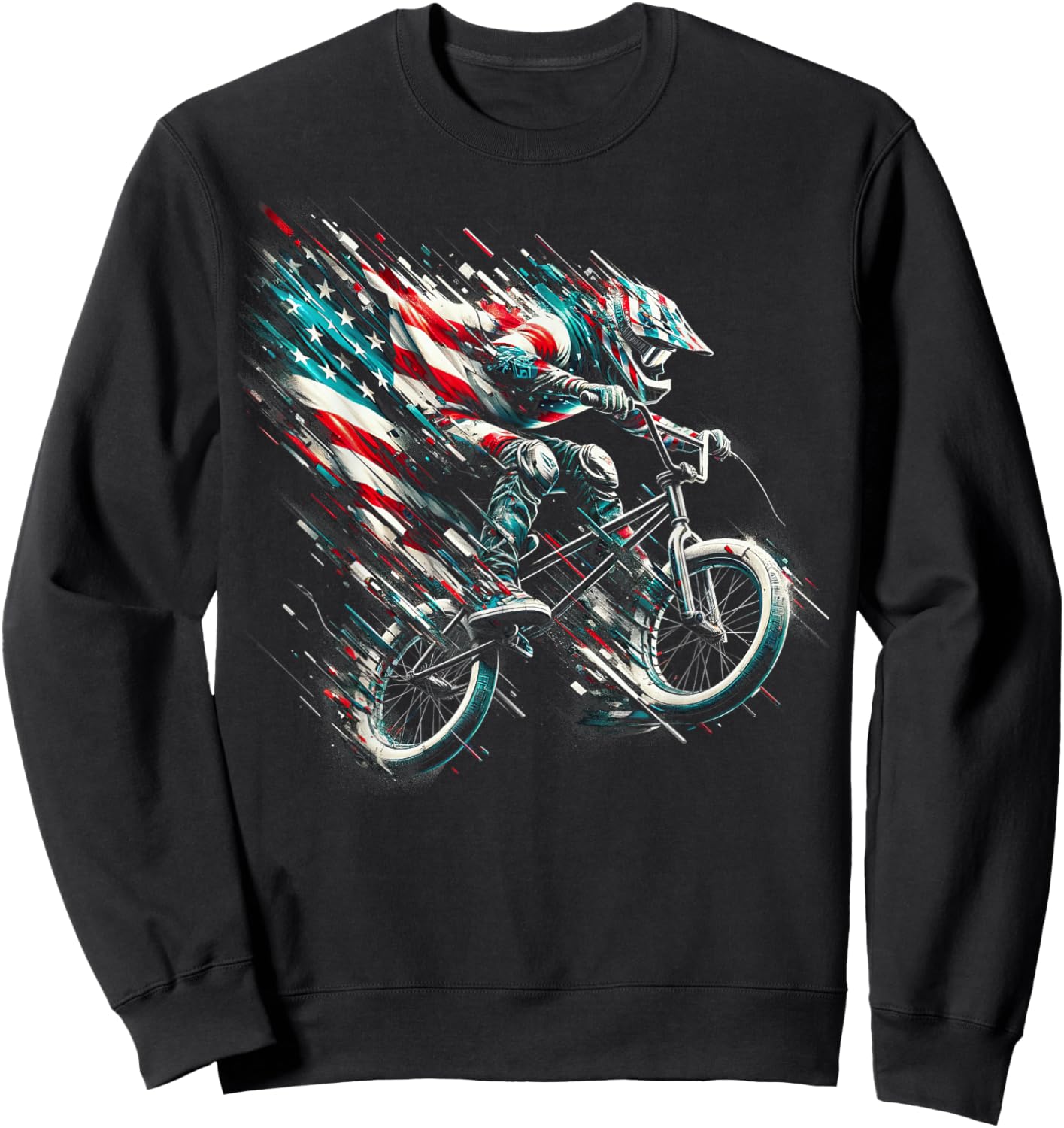 BMX American Flag USA - BMX Vintage Distressed BMX Sweatshirt - Sweatshirt | Black