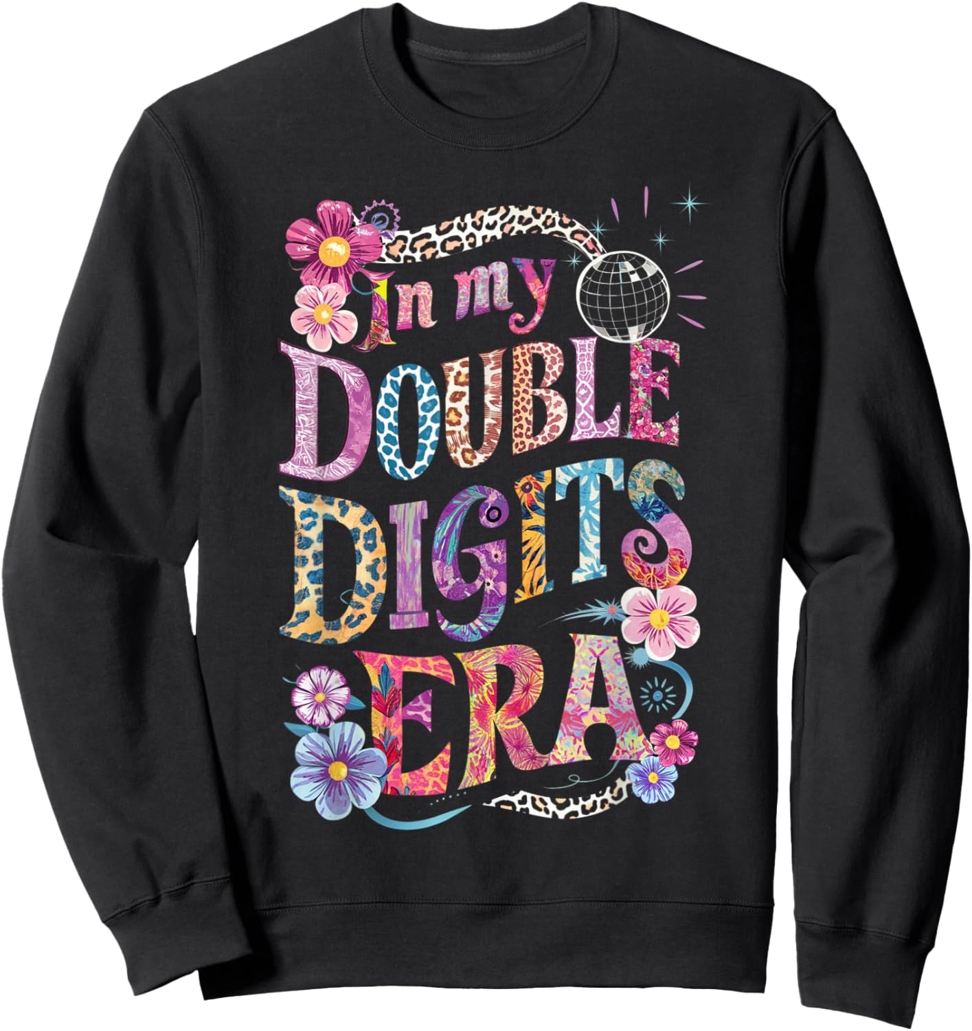10th Birthday Girl In My Double Digits Era Retro 10 Year Old Sweatshirt - Sweatshirt | Black