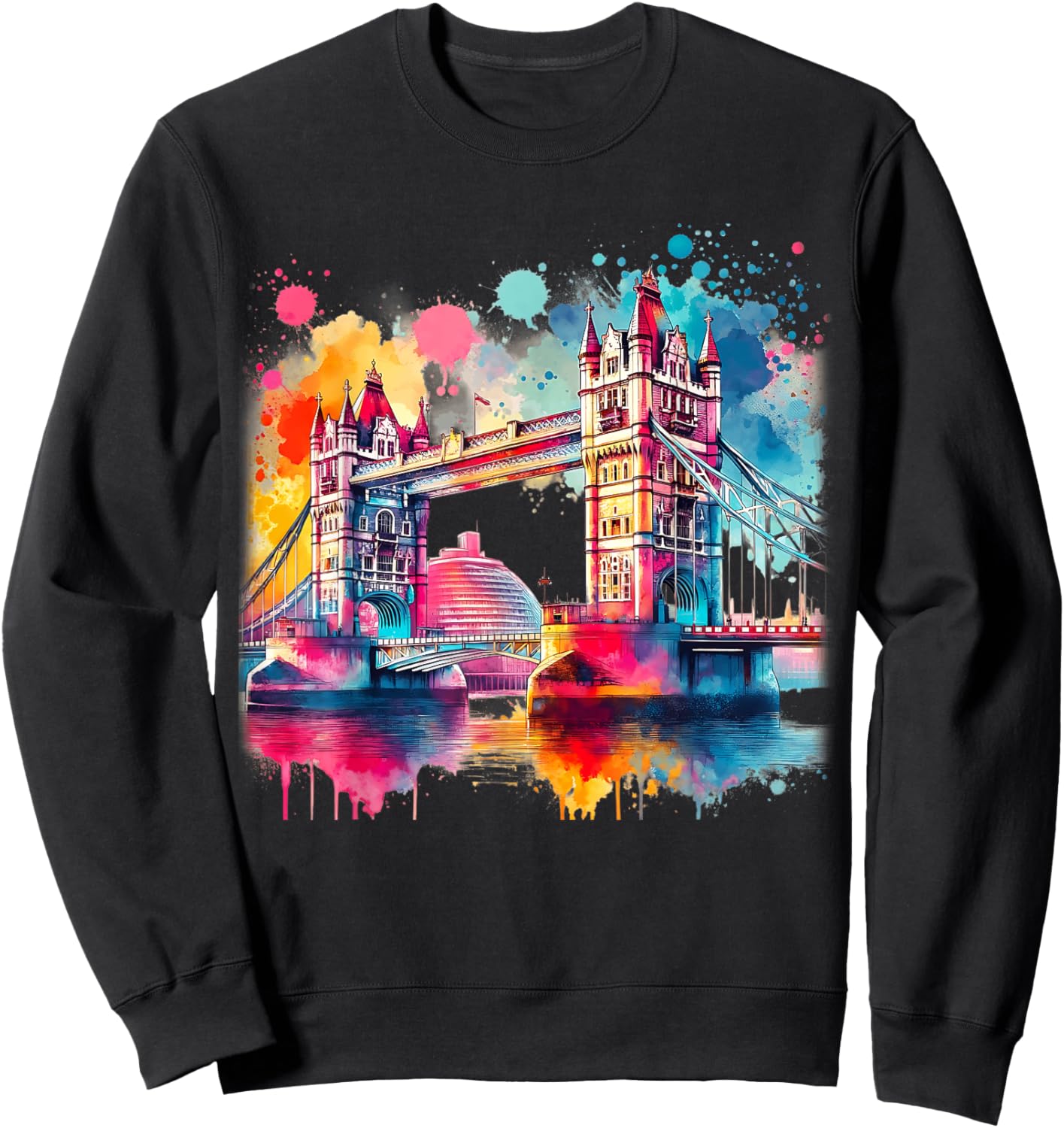 Tower Bridge London Aquarelle colorée London Tower Bridge Sweatshirt - Sweatshirt | Black