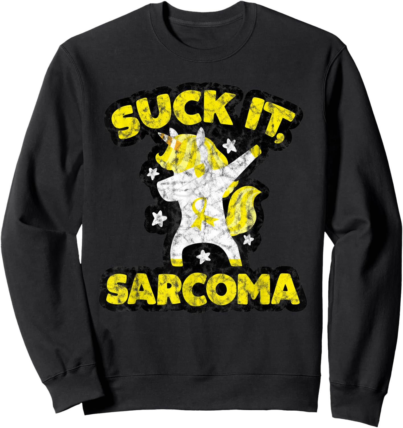 Suck It Sarcoma Cancer Fighter Survivor Quote Funny Unicorn Sweatshirt - Sweatshirt | Black