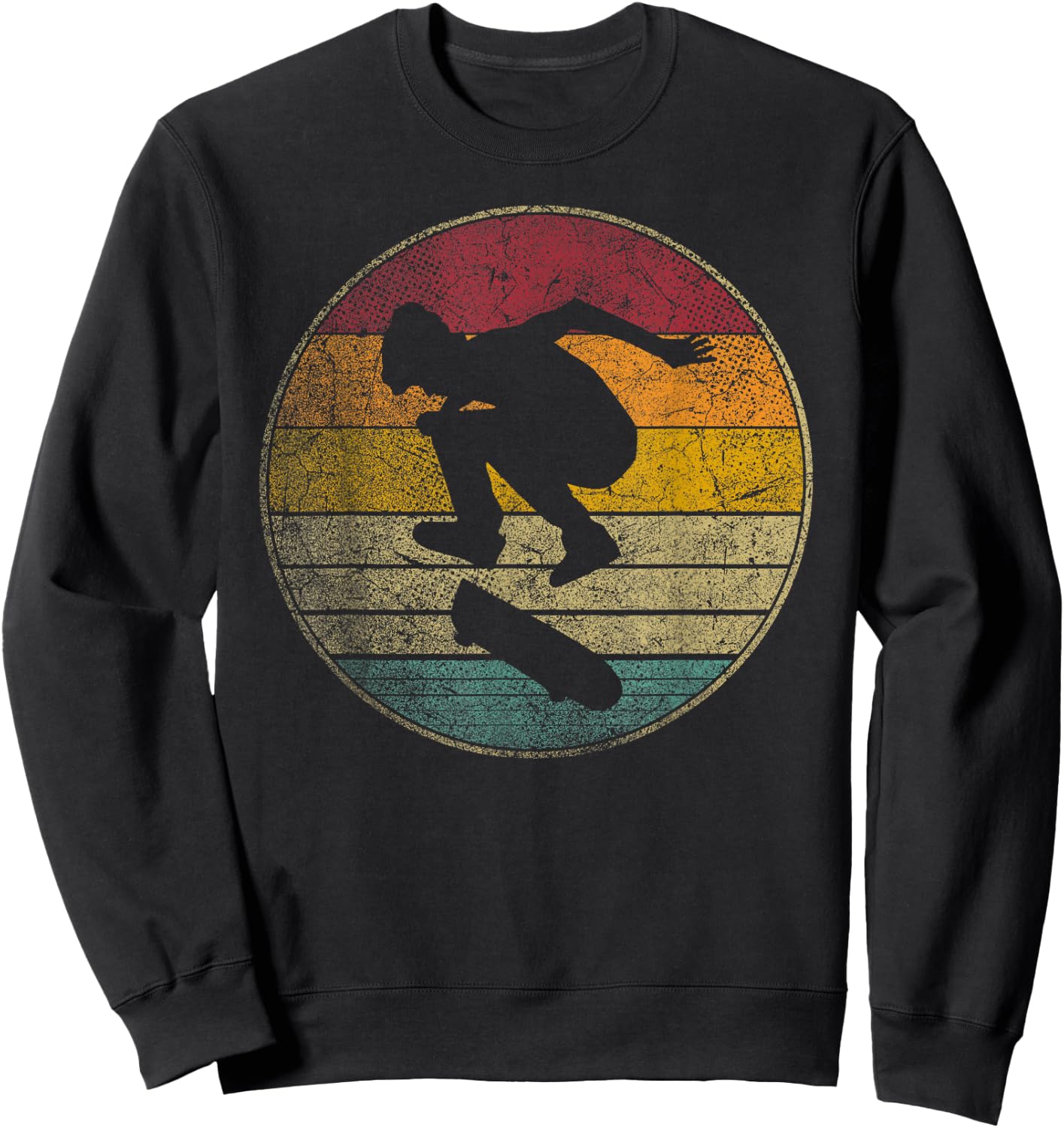 Skateboard Skater Skating Vintage Distressed Retro Boys Kids Sweatshirt - Sweatshirt | Black