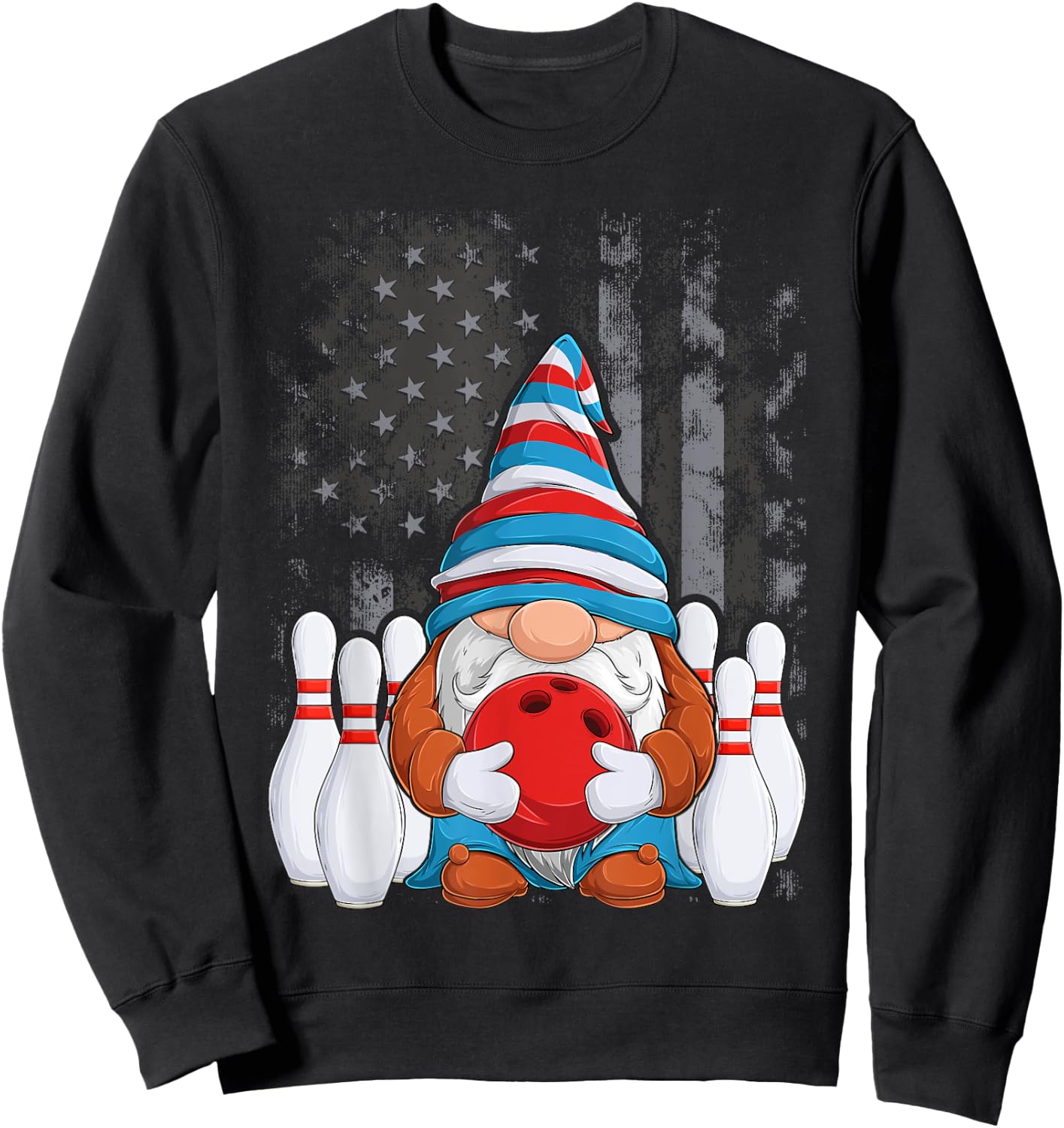 Bowling Gnome Bowling Gnomes Funny Gnome Bowling Sweatshirt - Sweatshirt | Black