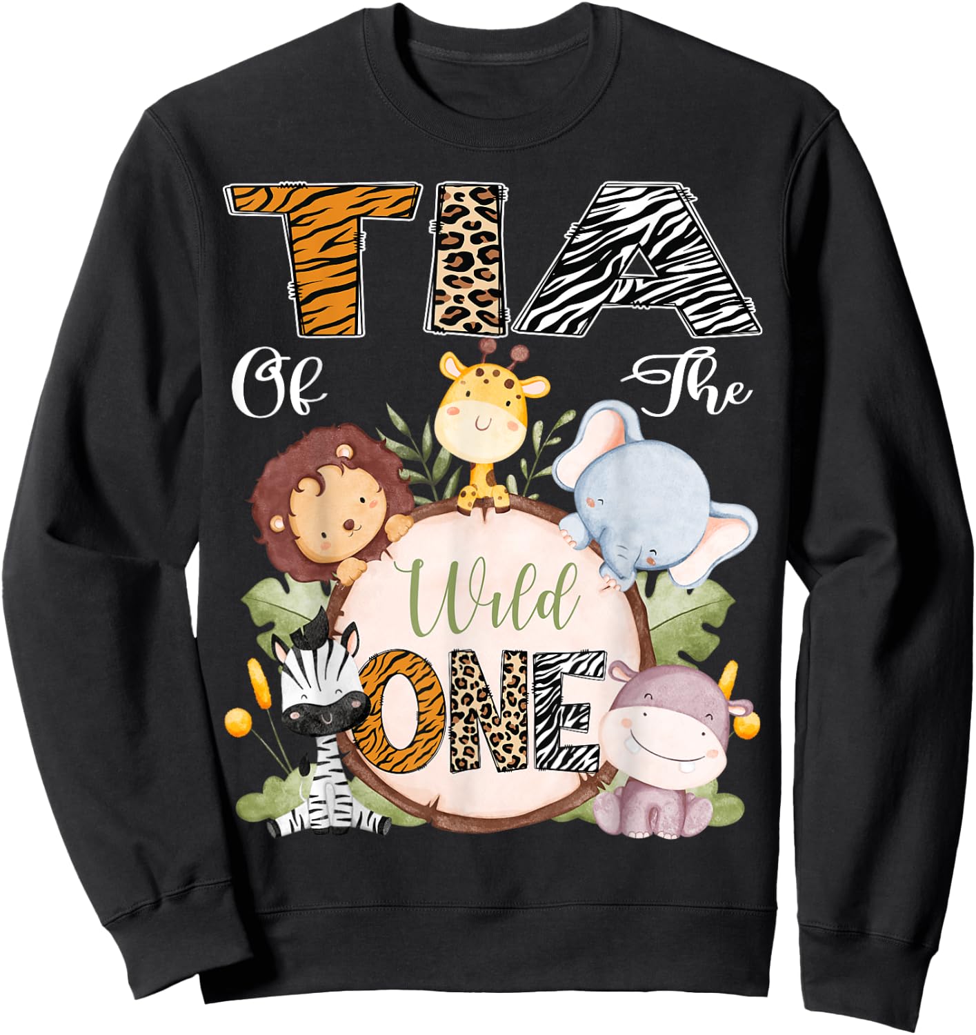 Tia Of The Wild One 1St Birthday Safari Woodland Sweatshirt - Sweatshirt | Black
