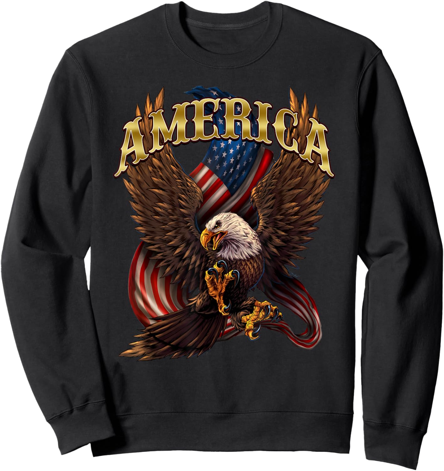 Patriotic America Design With Eagle And American Flag Sweatshirt - Sweatshirt | Black