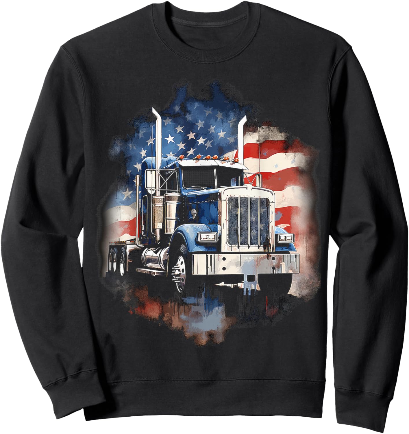 Truck Driver Patriotic American Flag Trucker Semi Driver USA Sweatshirt - Sweatshirt | Black
