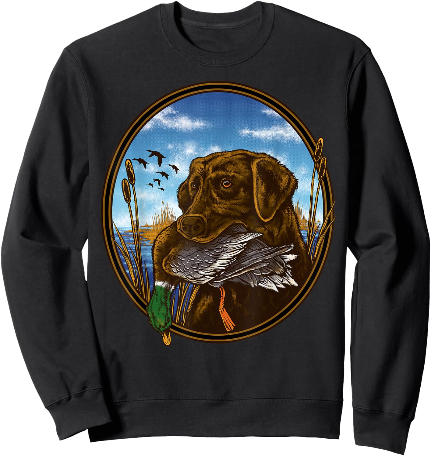 Labrador Retriever with Mallard Duck Hunting Sweatshirt - Sweatshirt | Black
