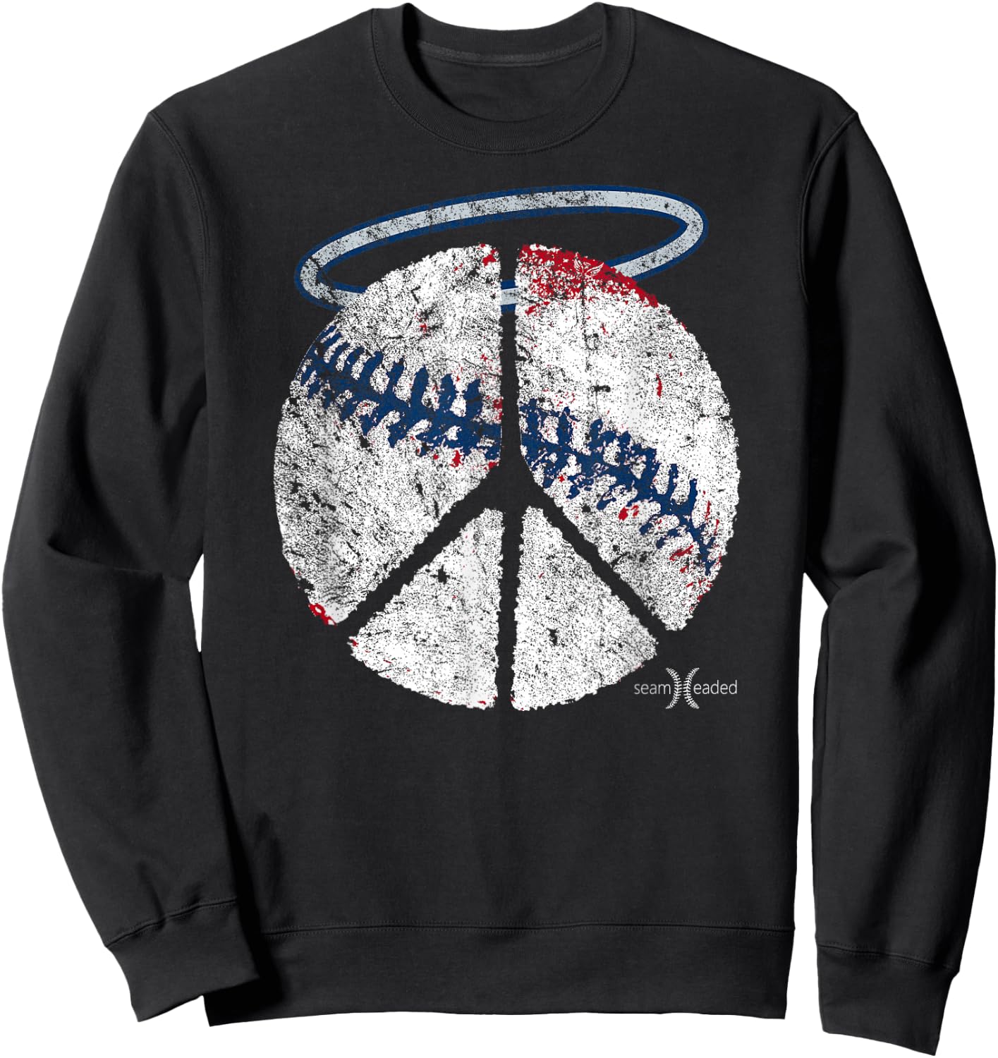 Vintage Angel Peace Baseball Shirt Sweatshirt - Sweatshirt | Black