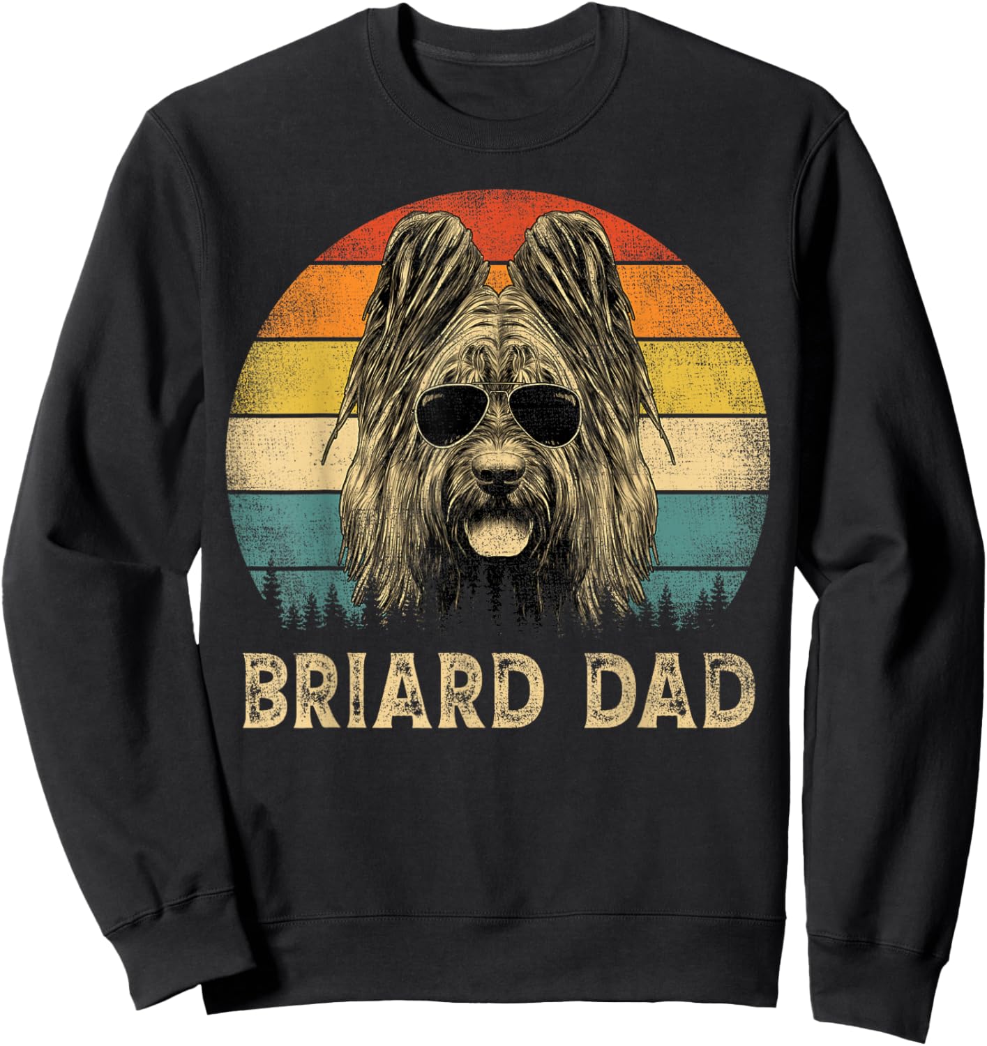 Vintage Briard Dad Dog Lovers Father's Day Men Women Sweatshirt - Sweatshirt | Black