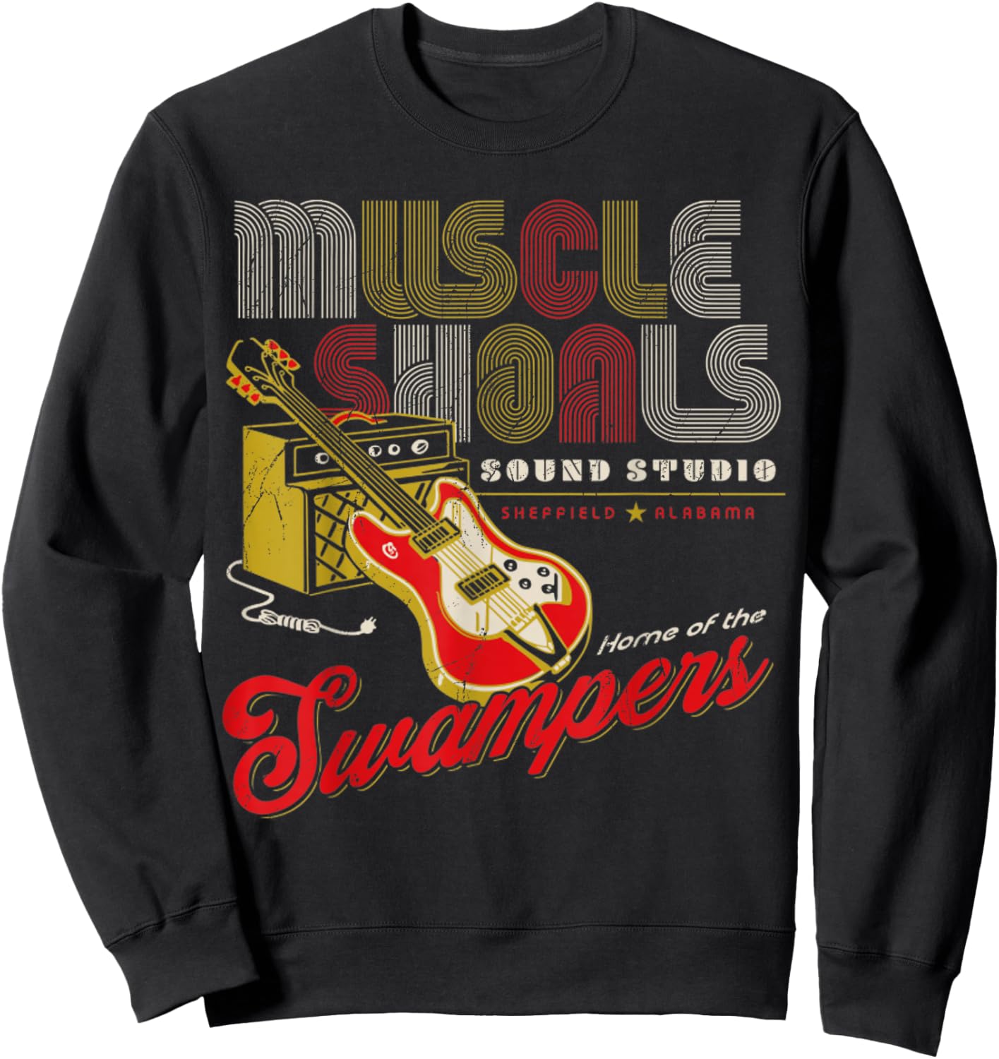 Vintage Muscle Shoals Sound Guitar Music Lovers Sweatshirt - Sweatshirt | Black