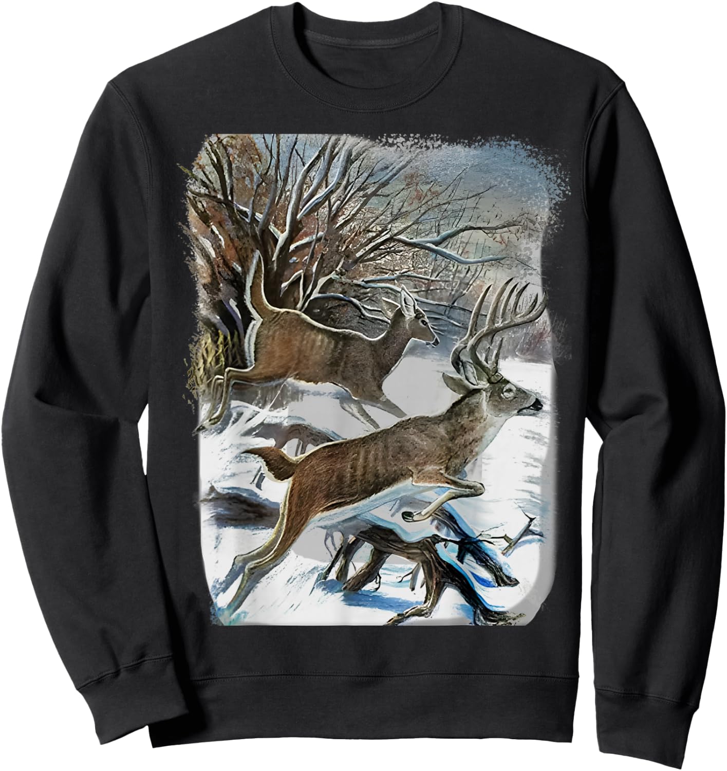 Vintage 90s Whitetail Deer Sweatshirt - Sweatshirt | Black