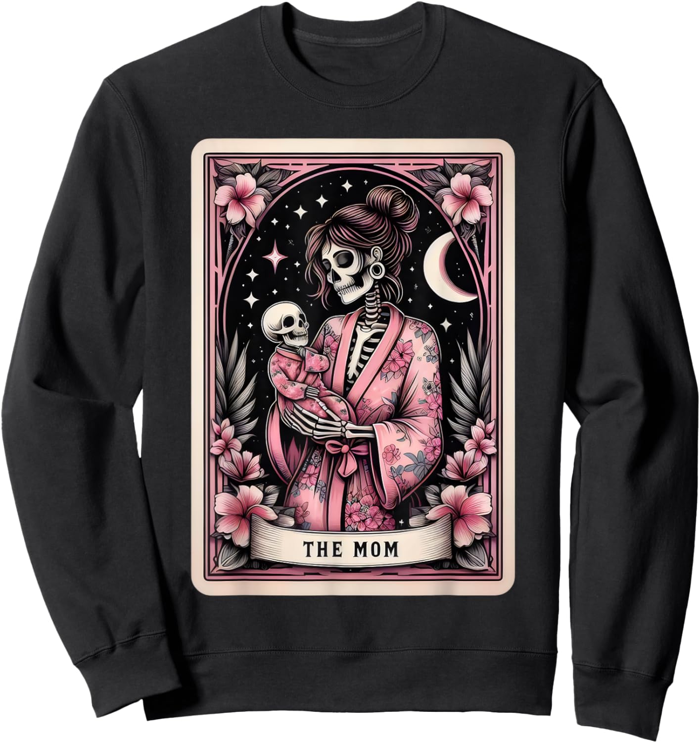 The Mom Tarot Card Skeleton Mama Coffee Happy Mother's Day Sweatshirt - Sweatshirt | Black