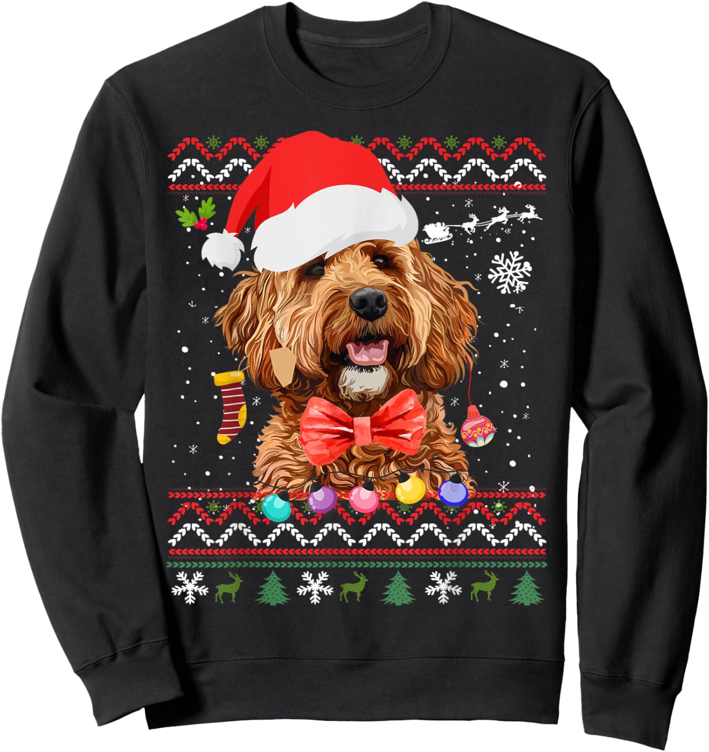 Cavapoo Christmas Outfit Idea & Christmas Cavapoo Sweatshirt - Sweatshirt | Black