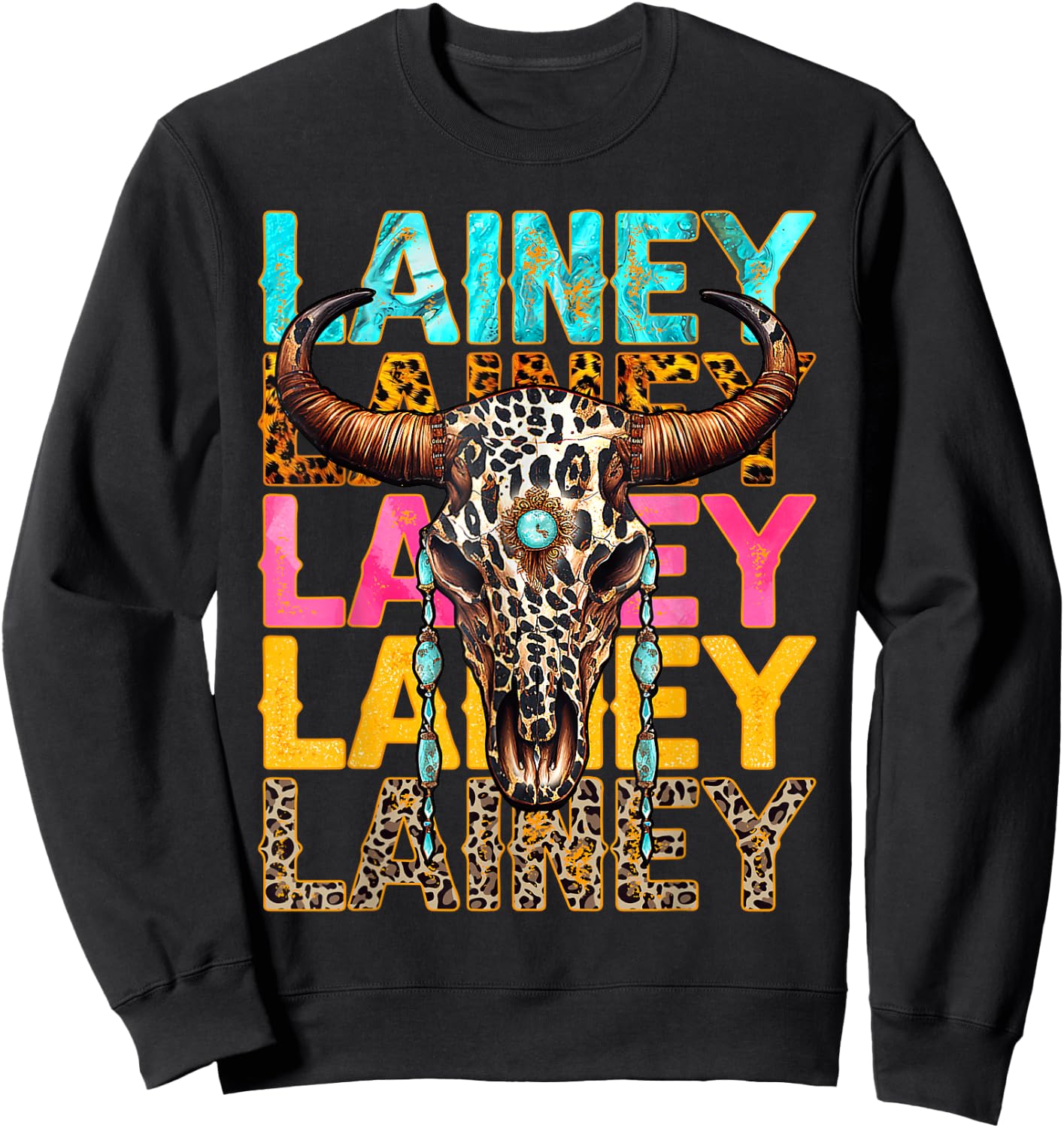 Western Cowgirl Lainey Name Personalized Birthday Girl Sweatshirt - Sweatshirt | Black