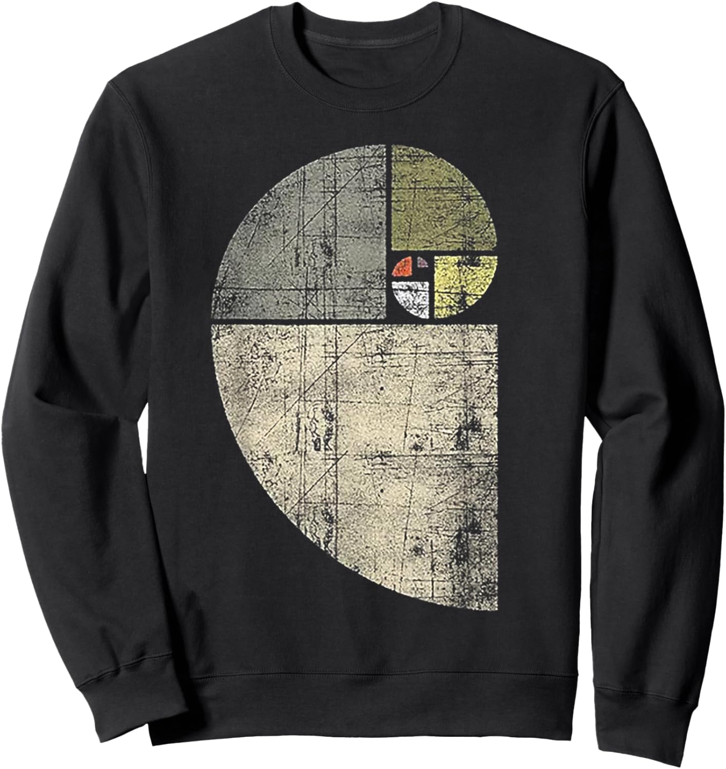 Distressed Fibonacci Spiral Sweatshirt - Sweatshirt | Black
