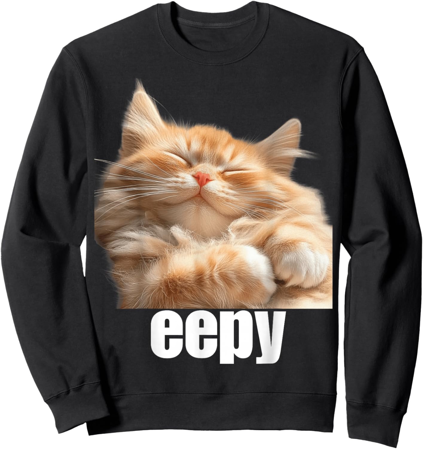 Eepy Cat, Silly Sleepy Cat Meme Cute fluffy cat lovers Women Girls Kids Sweatshirt - Sweatshirt | Black