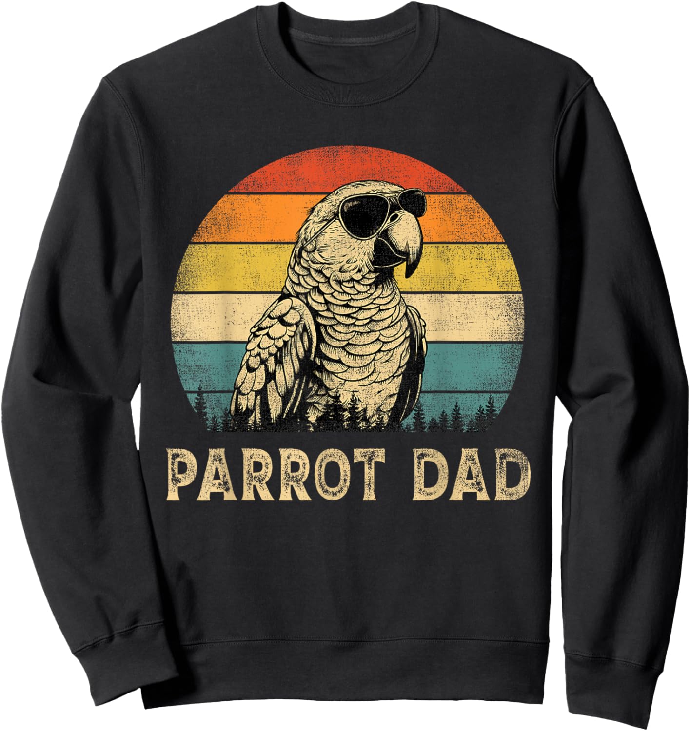 Vintage Parrot Dad Parrot Lovers Daddy Father's Day Sweatshirt - Sweatshirt | Black