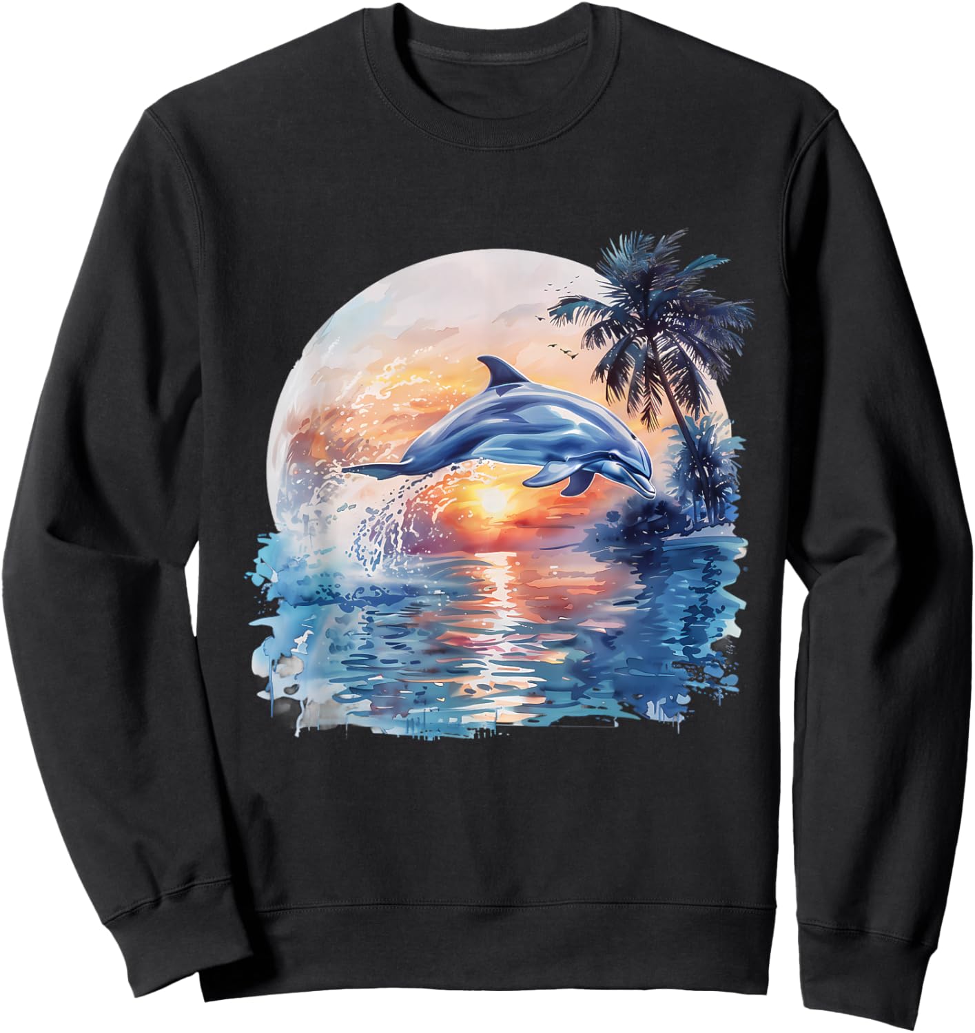 Dolphin Sunset Ocean Sea Dolphin Sea Ocean Animal Lover Sweatshirt - Sweatshirt | Black