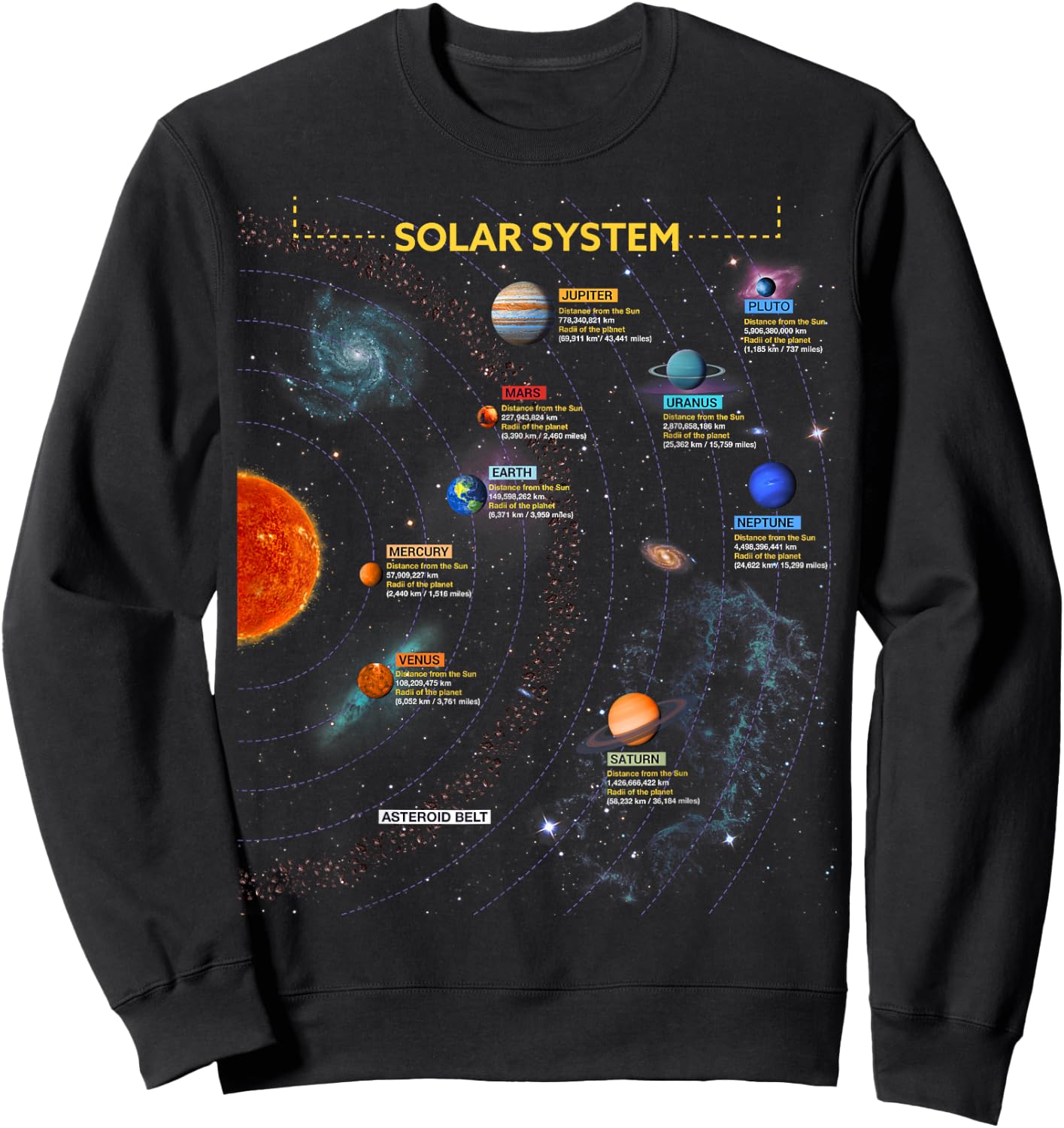 Solar System T Shirt - Perfect Space Enthusiasts Gift Sweatshirt - Sweatshirt | Black