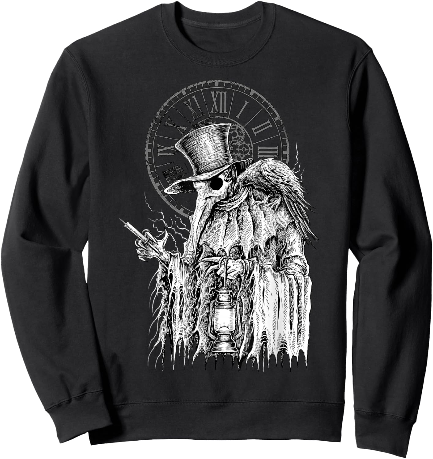 Plague Doctor Death Virus with Raven Sweatshirt - Sweatshirt | Black
